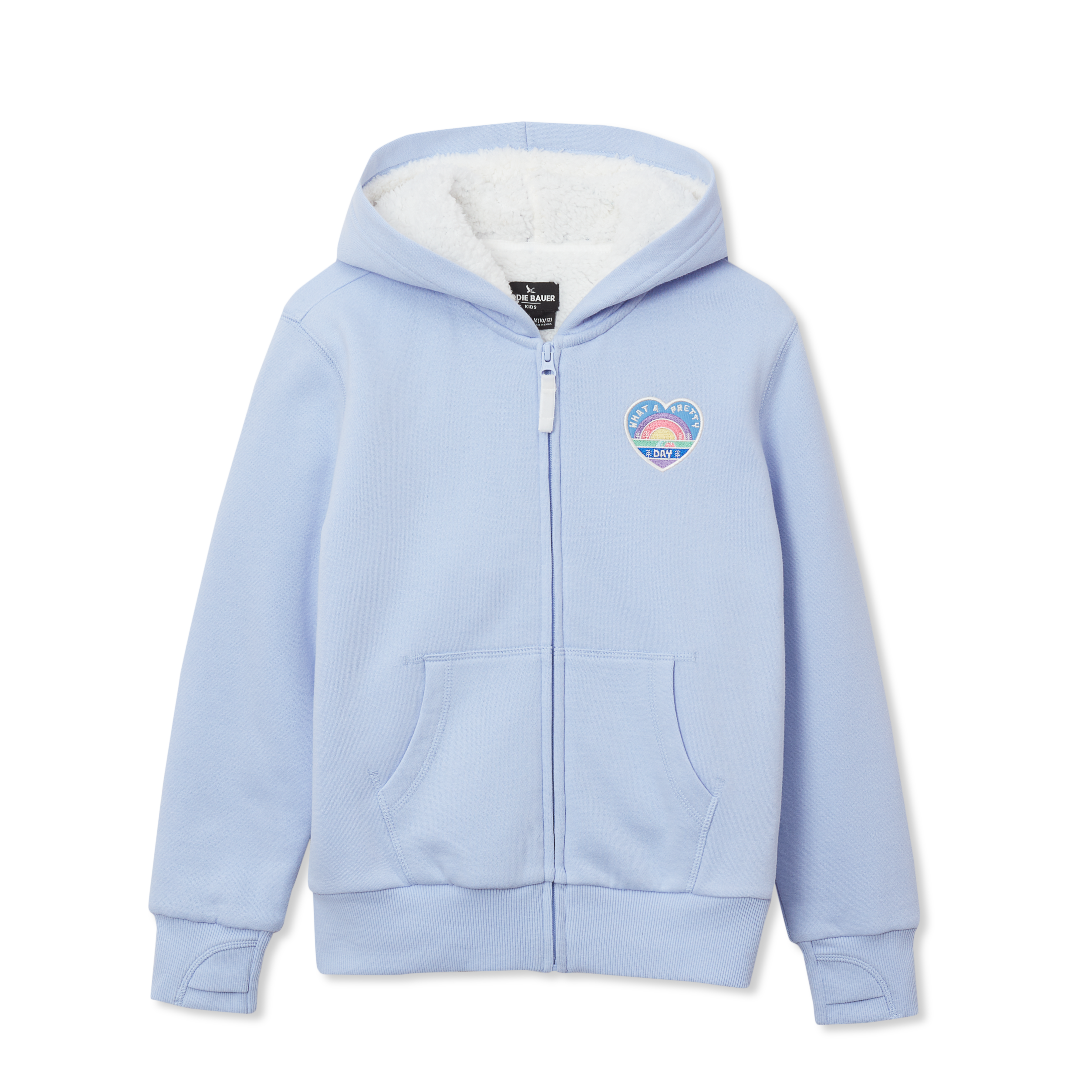 Eddie Bauer Girls Camp Fleece Faux Shearling-Lined Hoodie