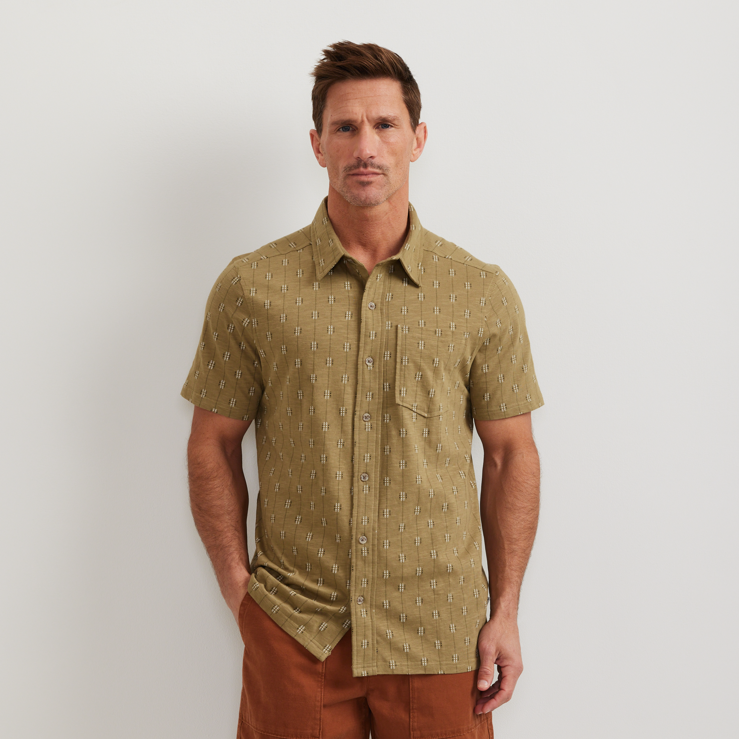 Chemise Eddie Bauer Verte Manches Courtes - Taille L Homme | Chemise Boutonnée Ventilée Randonnée Pêche