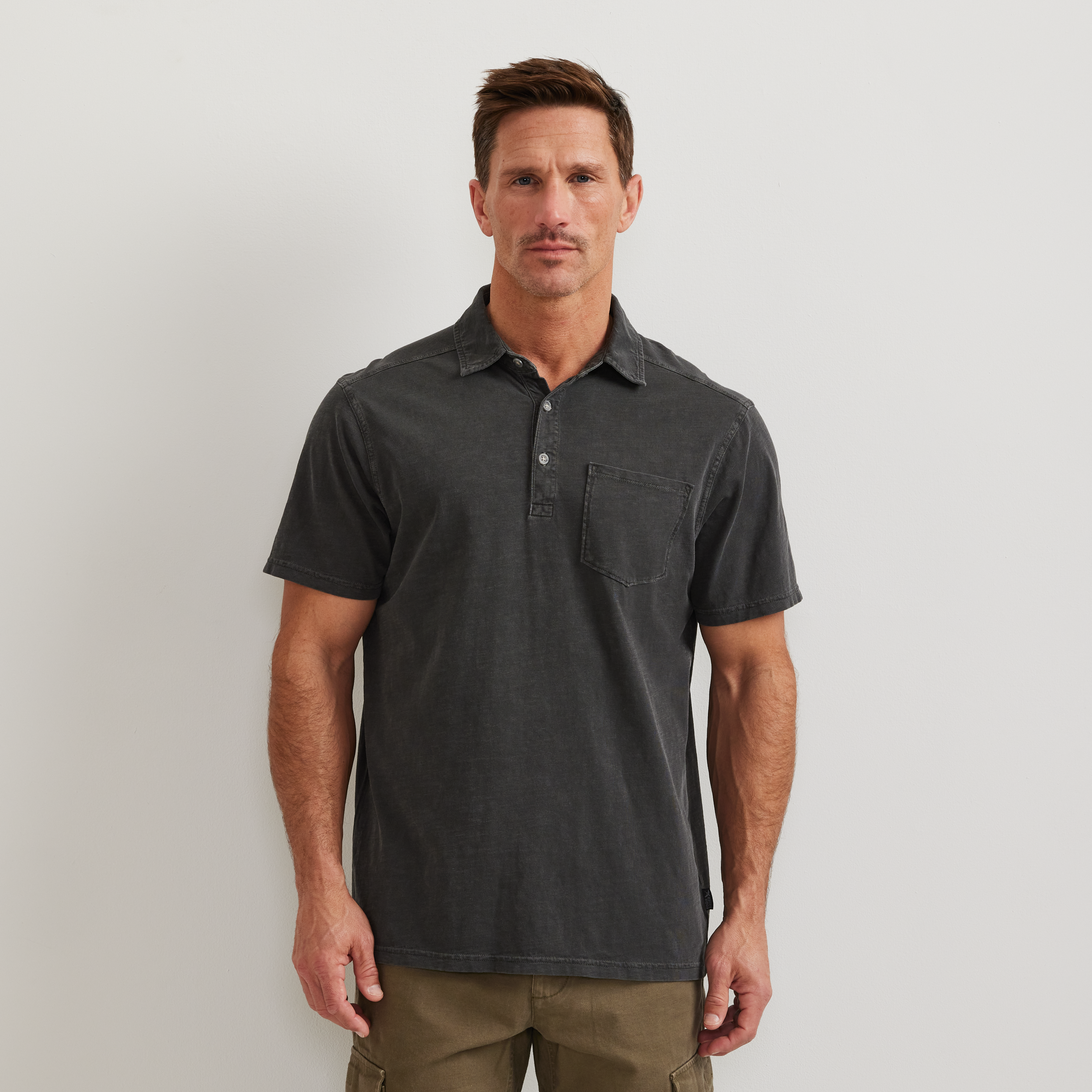 Eddie Bauer Men's SS Sunwashed Cotton Pocket Polo