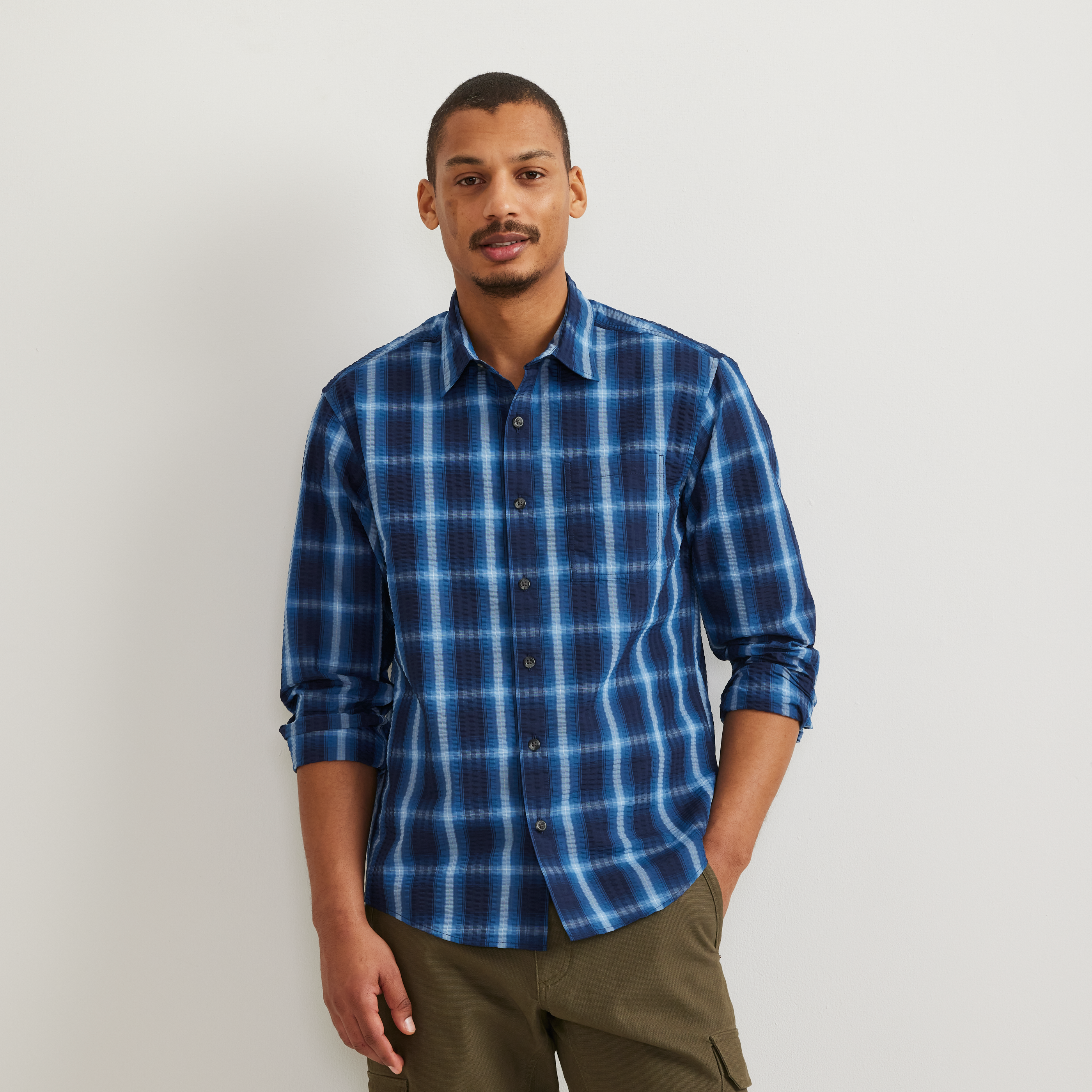 Eddie Bauer Men's LS Pack It Seersucker 3.0