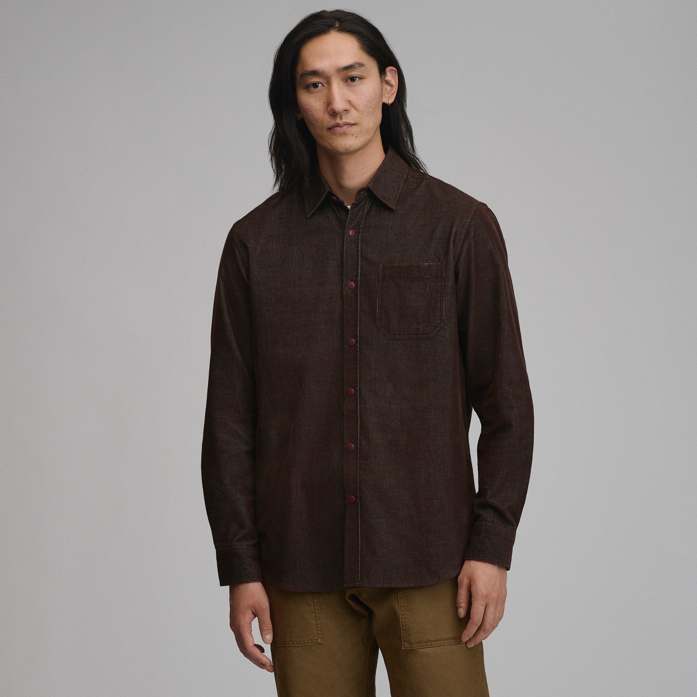 Men's Long-Sleeve Fine Wale Corduroy Shirt - Solid – Eddie Bauer