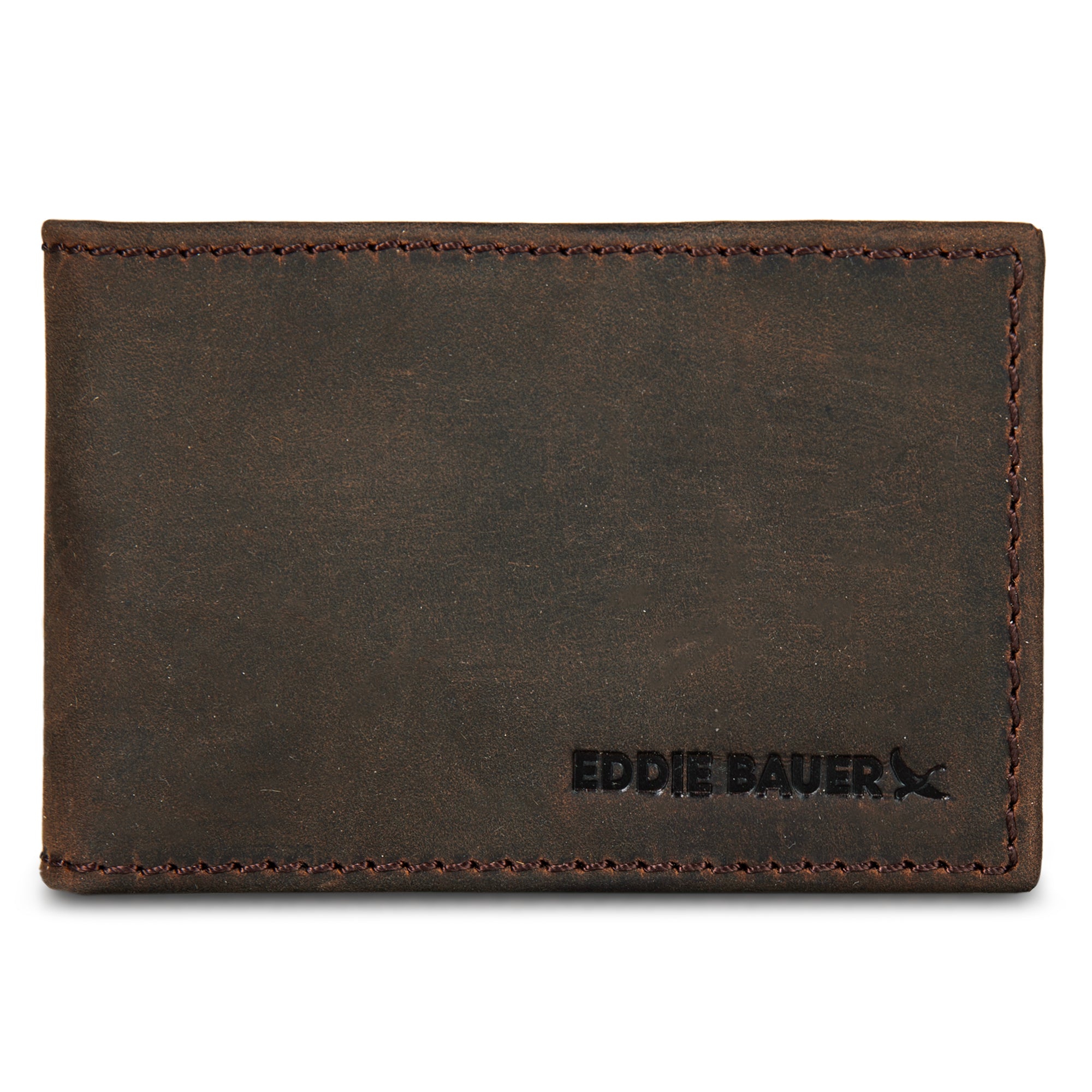 Eddie Bauer Money Clip Bifold Leather Wallet with Embossed Sasquatch