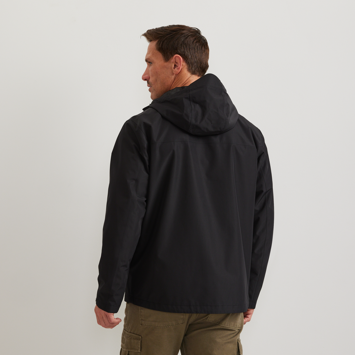 Men's Rain Trek Waterproof Packable Rain Jacket-Black-Regular-F1