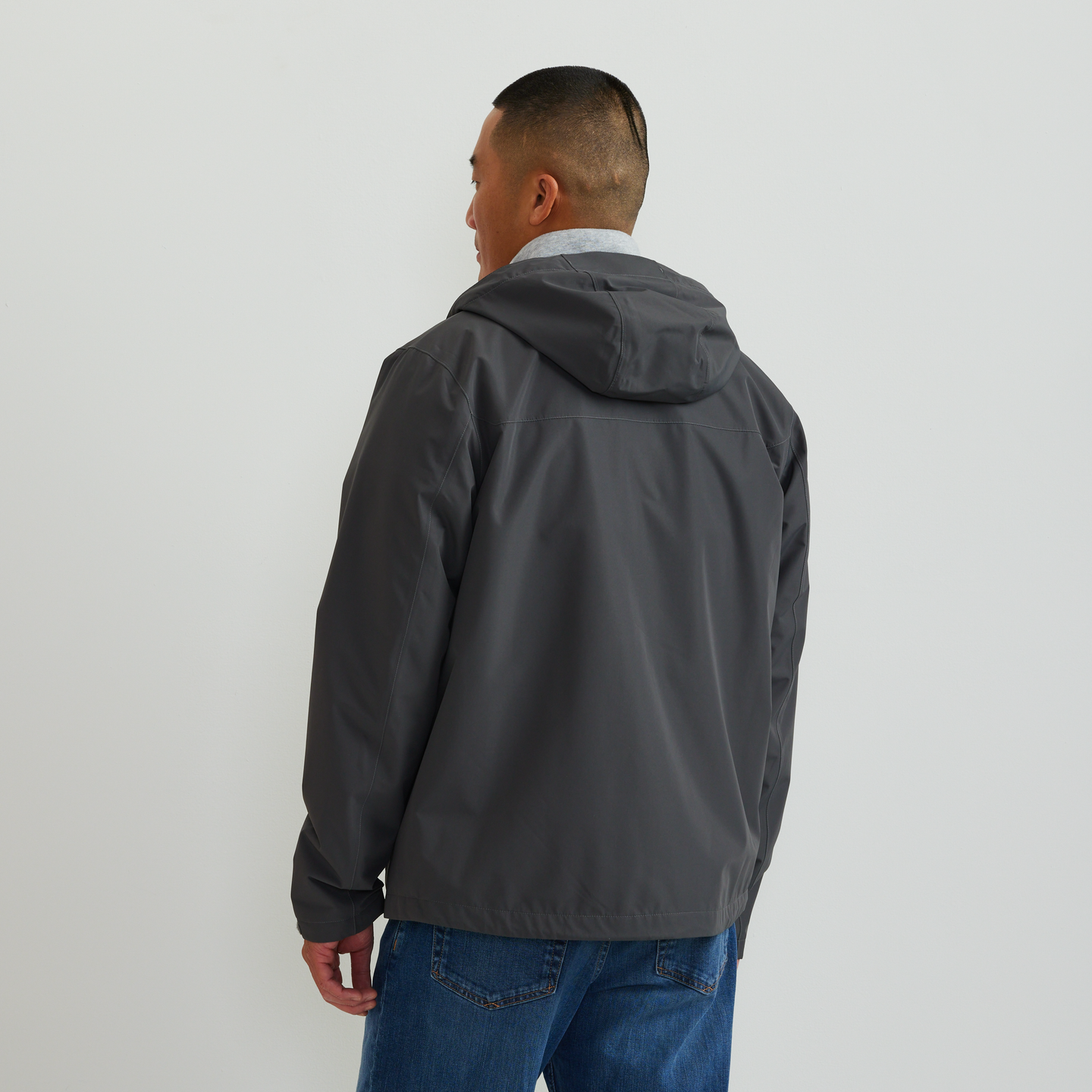 Men's Rain Trek Waterproof Packable Rain Jacket-Dk Smoke-Regular-F1