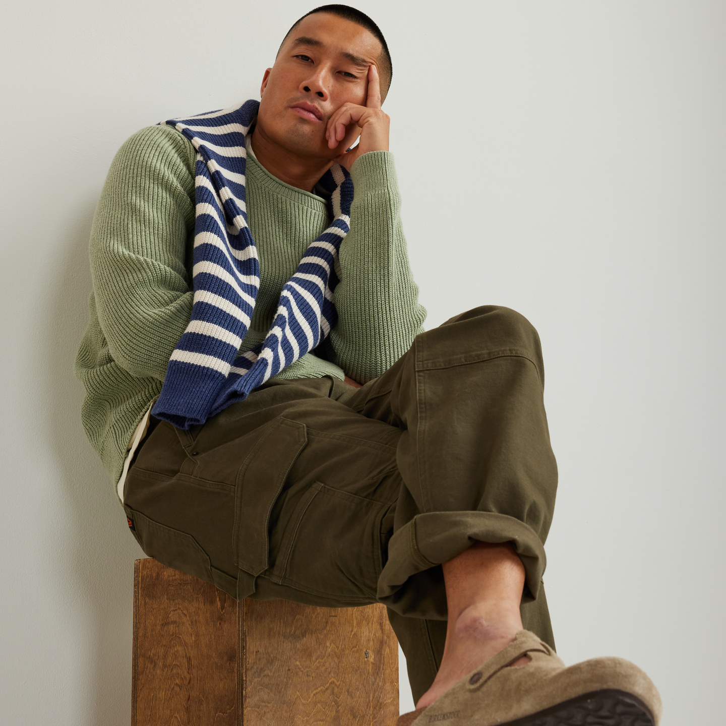 Men's Signature Roll Neck Sweater-Htr Green-Regular-T1