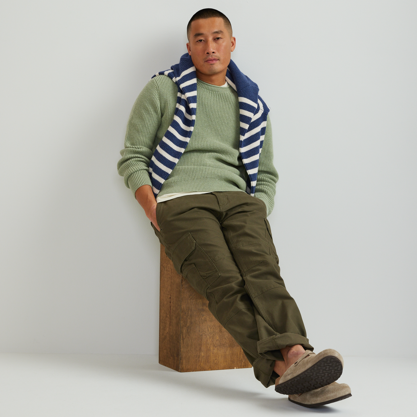 Men's Signature Roll Neck Sweater-Htr Green-Regular-T7