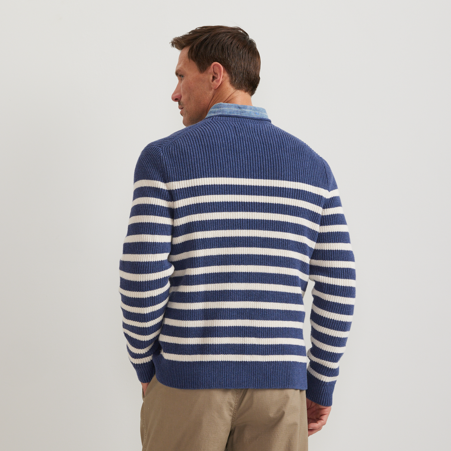 Men's Signature Roll Neck Sweater - Solid-Navy Htr-Regular-F1