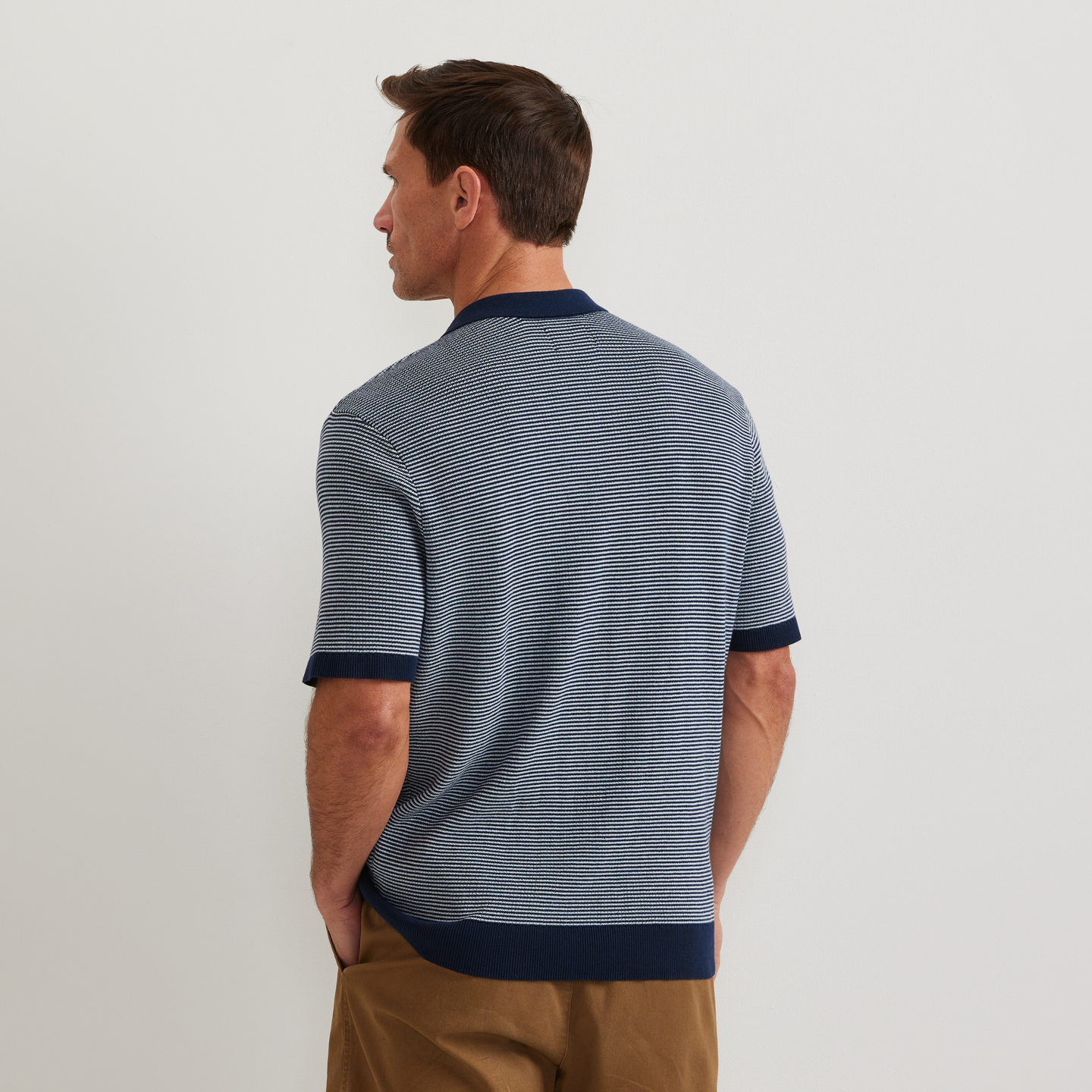 Men's SS Novelty Polo Sweater-Navy-Regular-F1