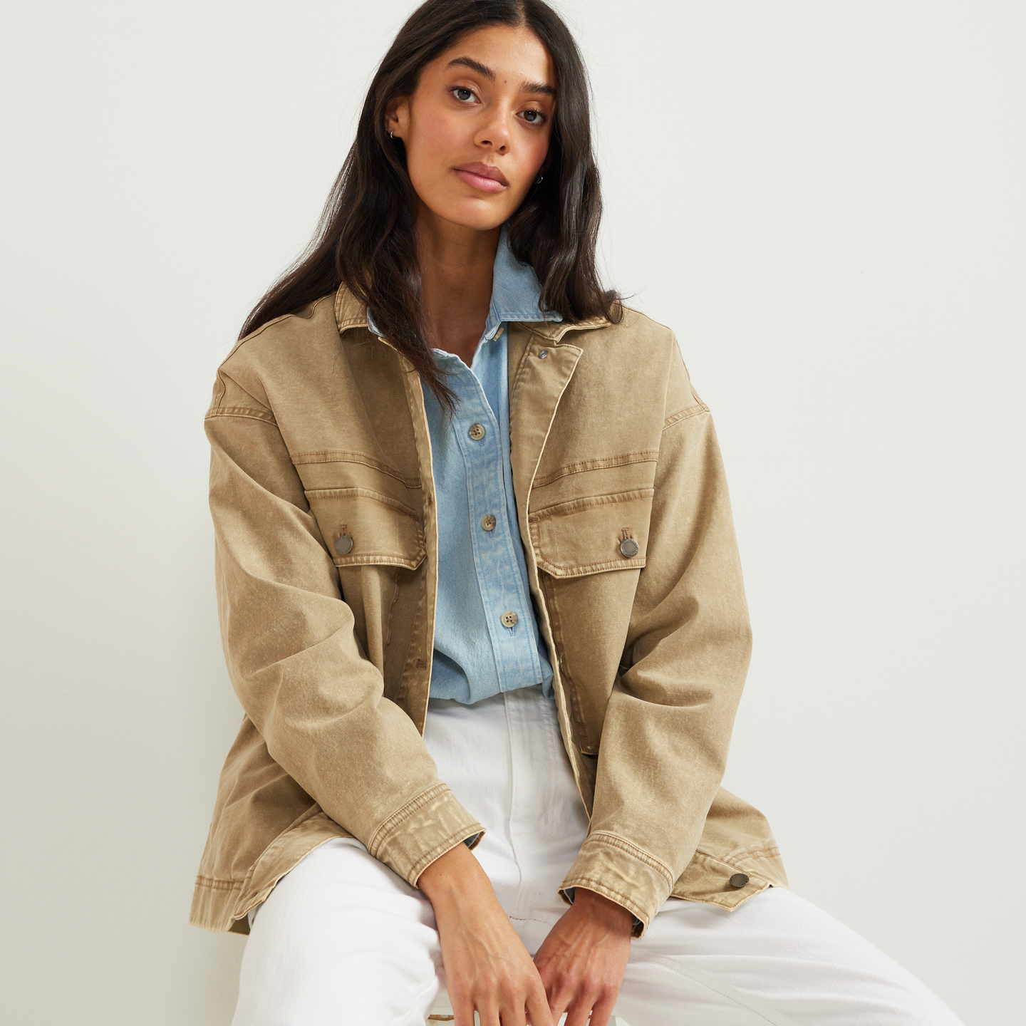 Women's Seabrook Vintage Washed Jacket-Dk Khaki-Regular-T1