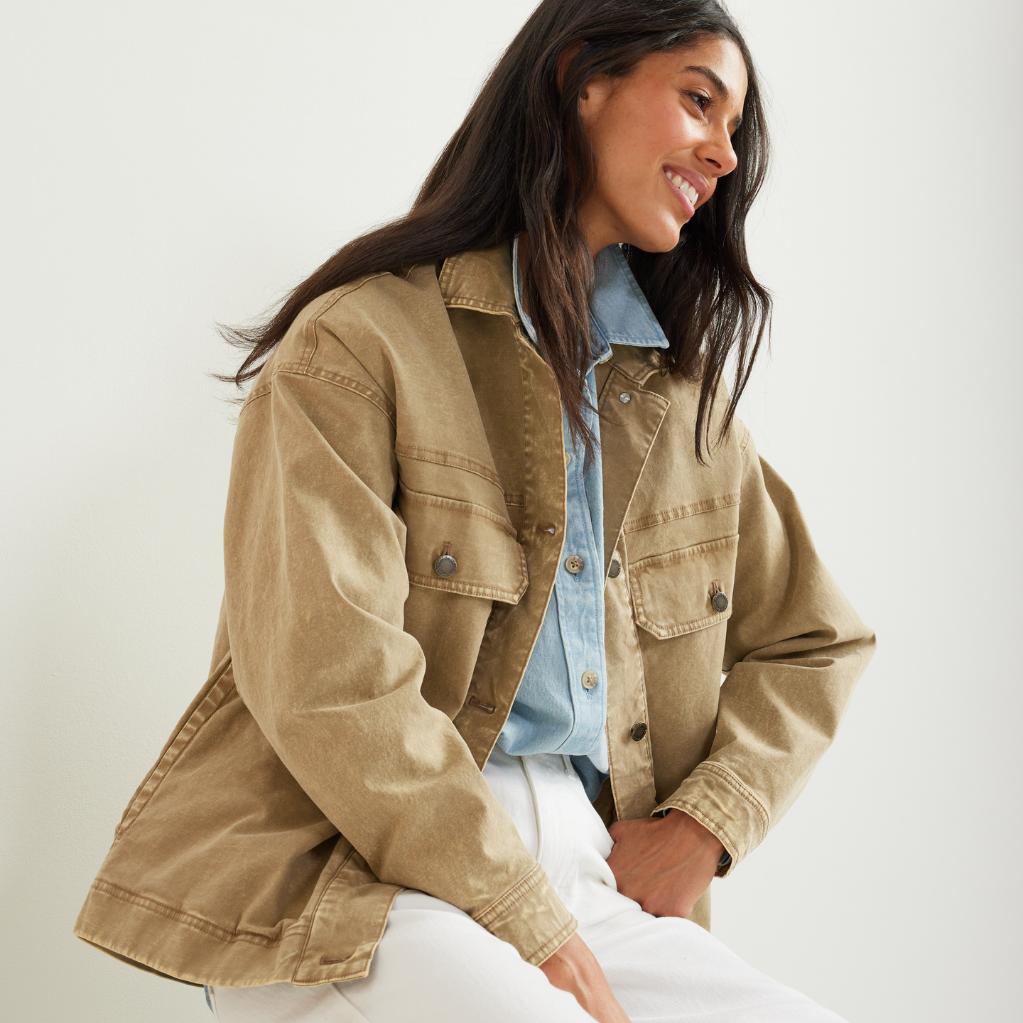 Women's Seabrook Vintage Washed Jacket-Dk Khaki-Regular-T2