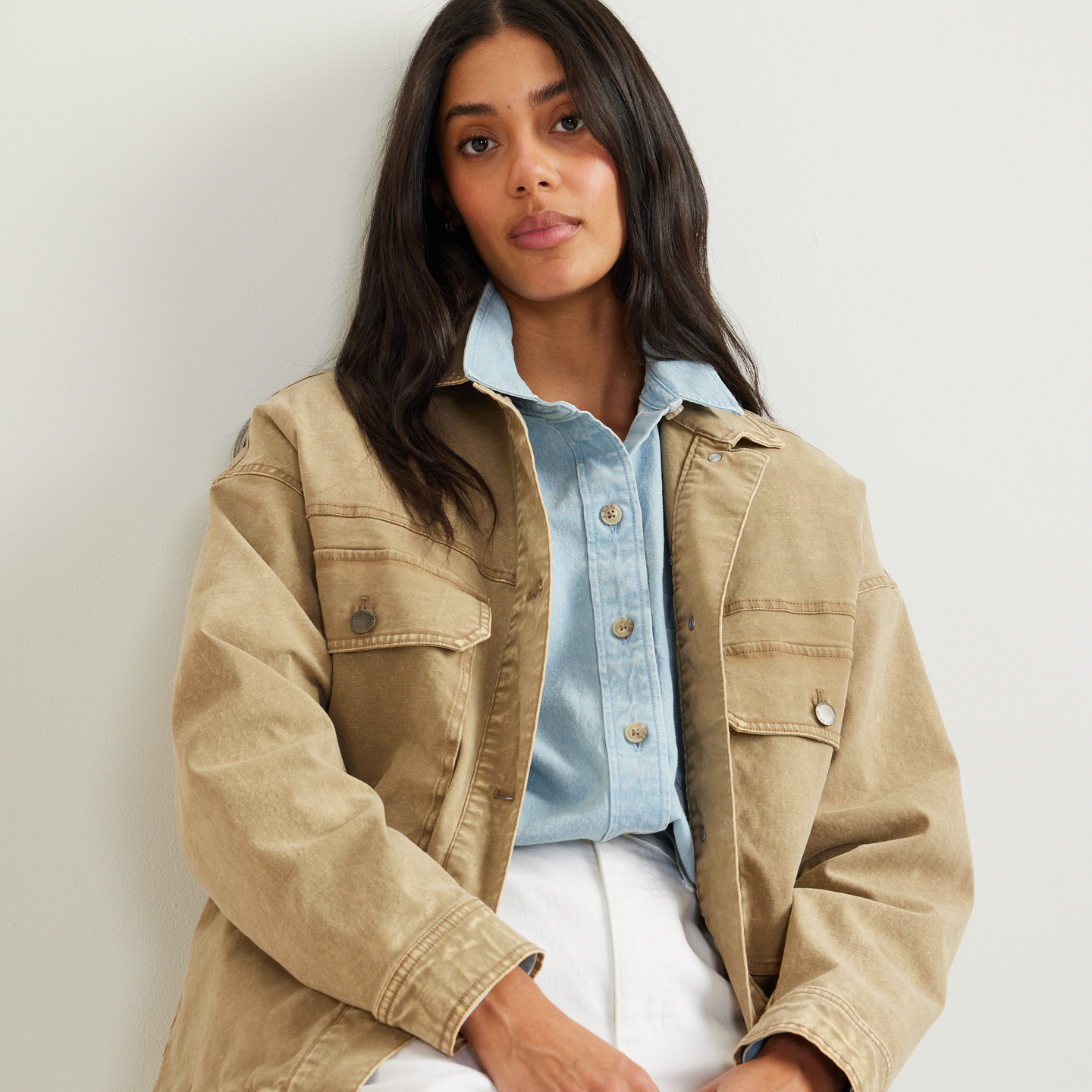 Women's Seabrook Vintage Washed Jacket-Dk Khaki-Regular-T7
