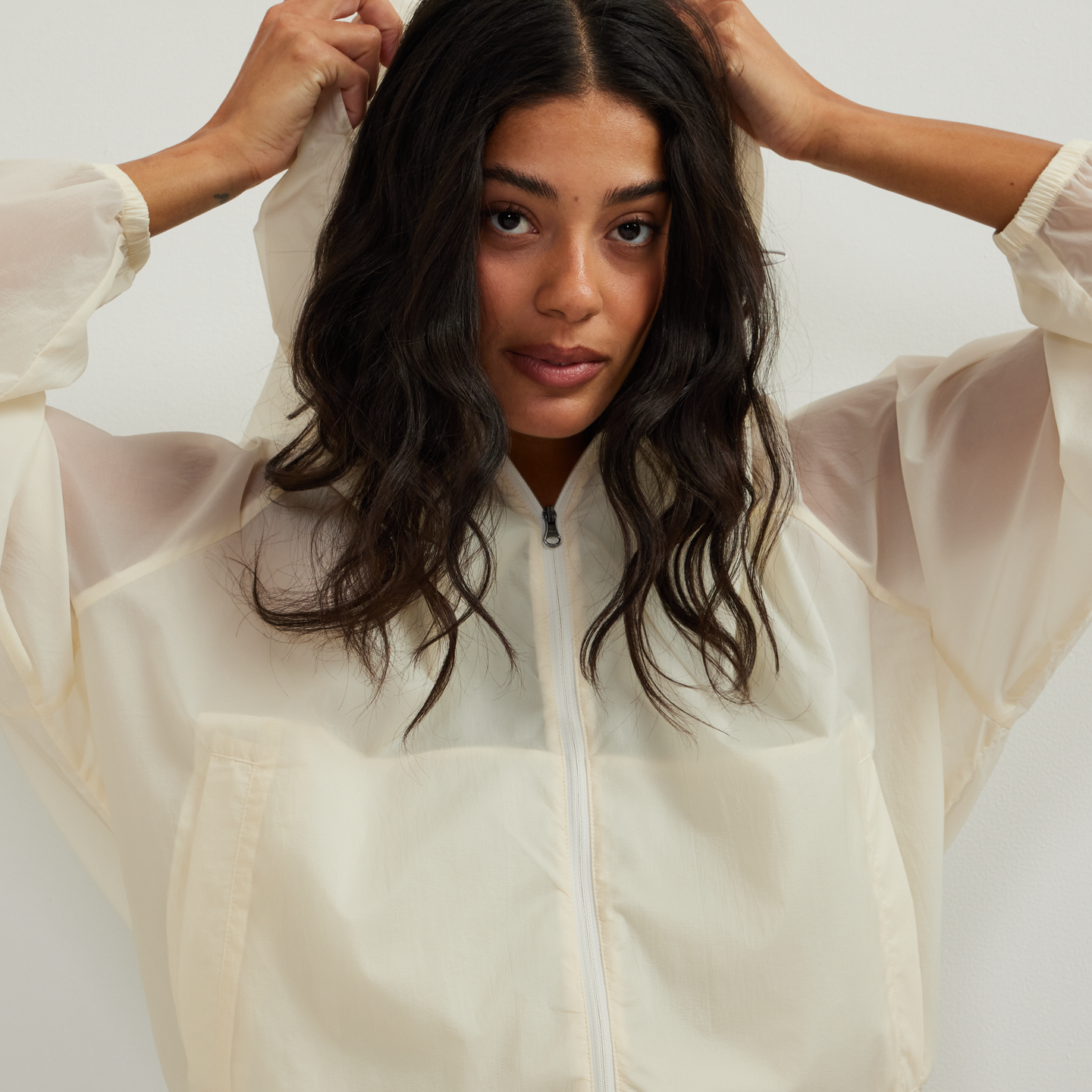 Women's Sunbeam Sheer Windbreaker-Ivory-Regular-T2