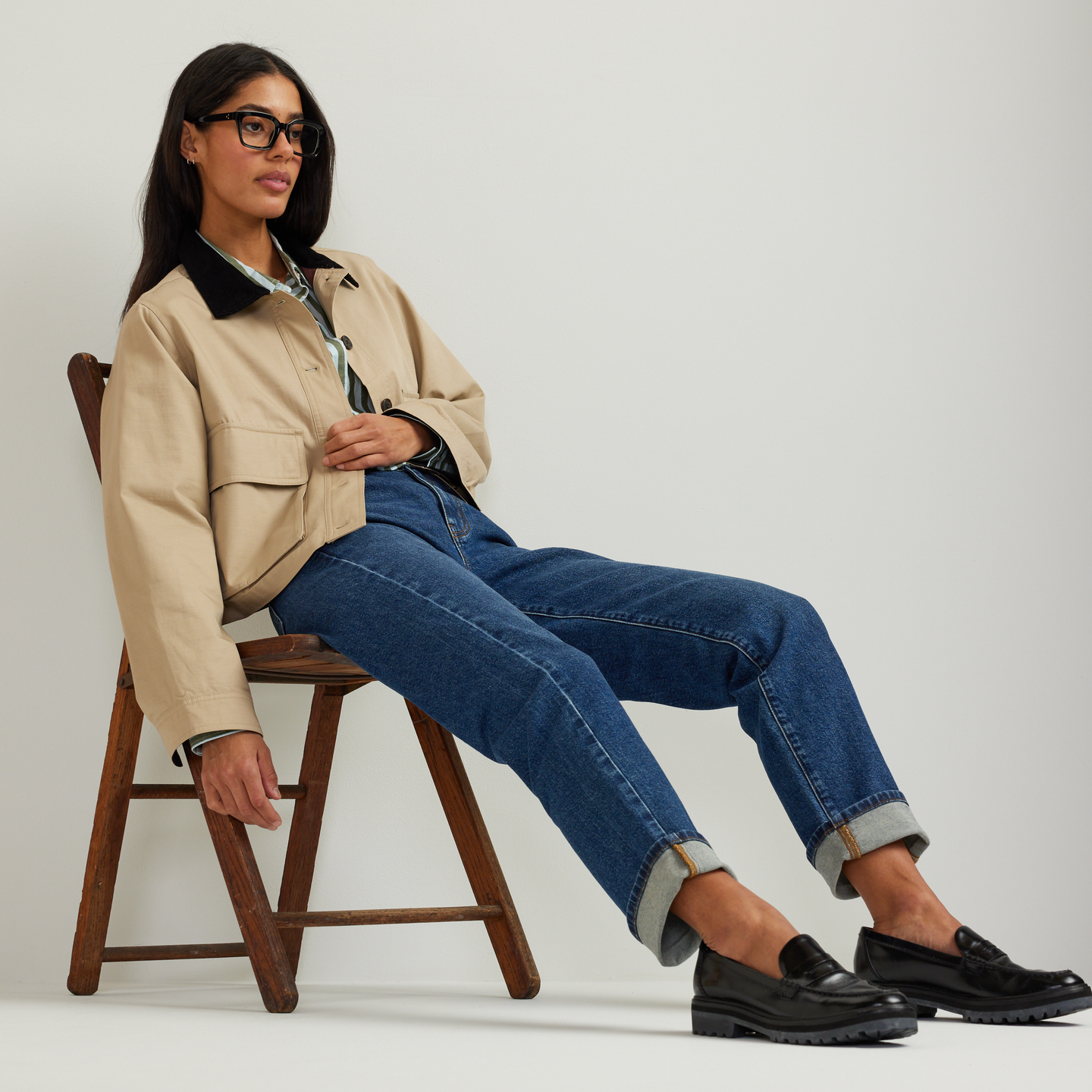 Women's Lark Cropped Barn Jacket-Tan-Regular-T1