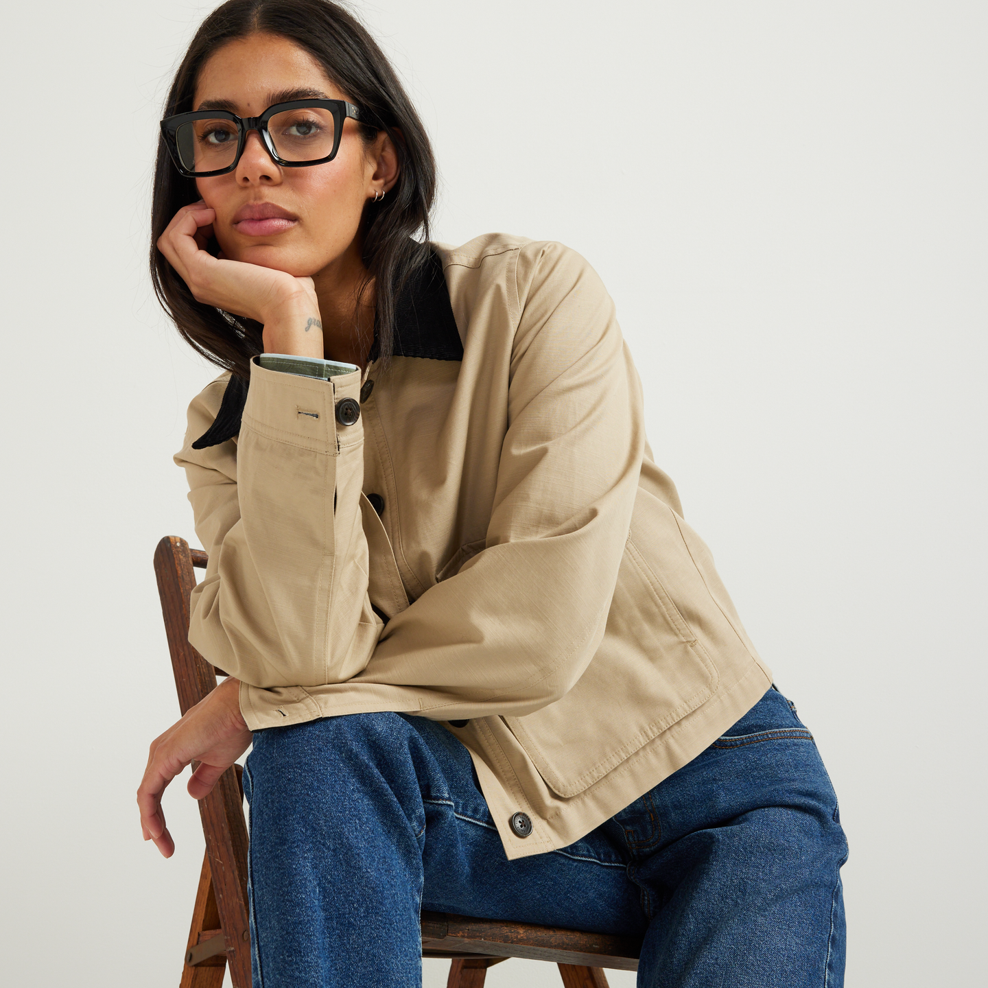 Women's Lark Cropped Barn Jacket-Tan-Regular-T3