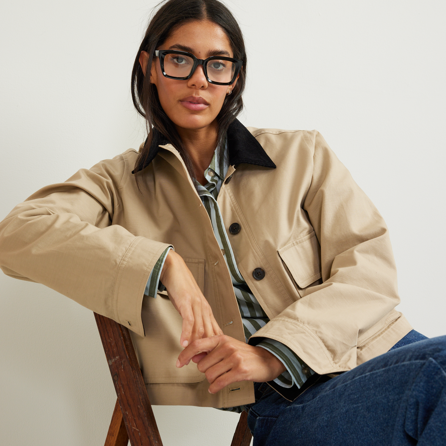 Women's Lark Cropped Barn Jacket-Tan-Regular-T7