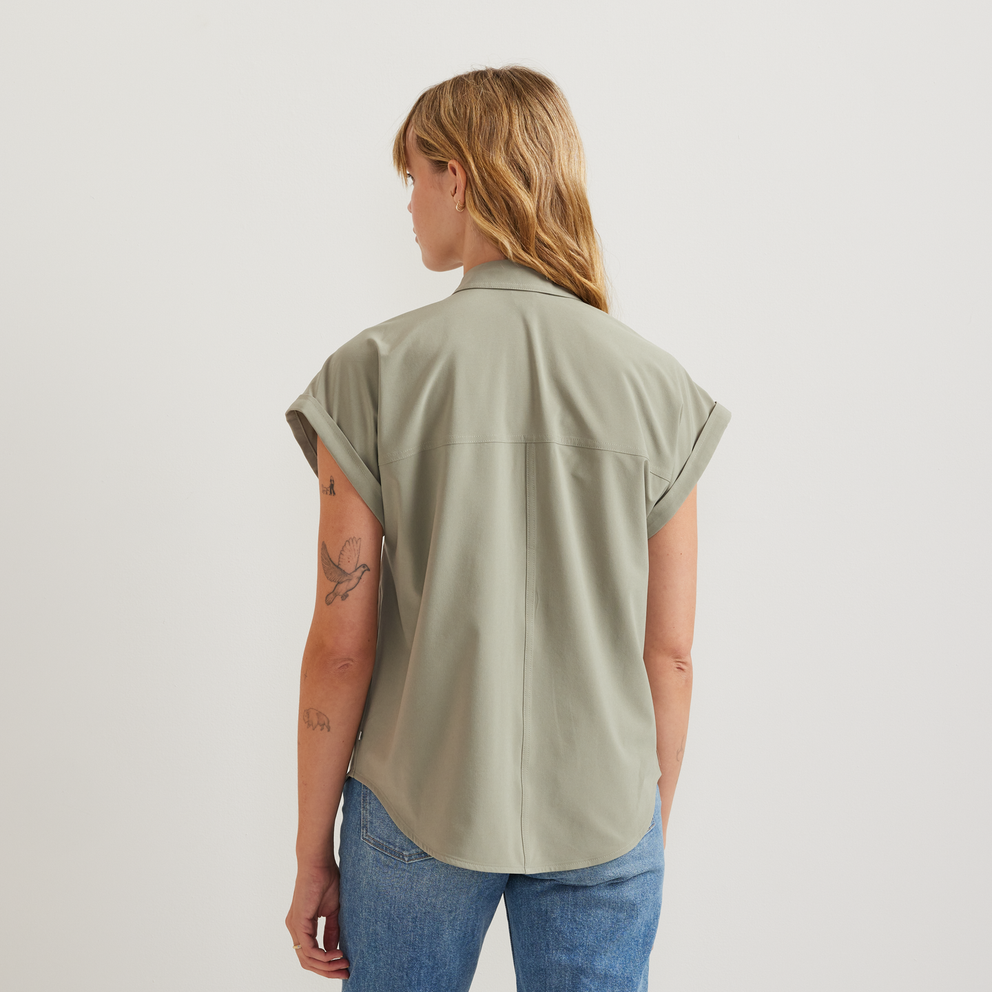 Women's Departure Short-Sleeve Button-Down Shirt-Sage-Regular-F1