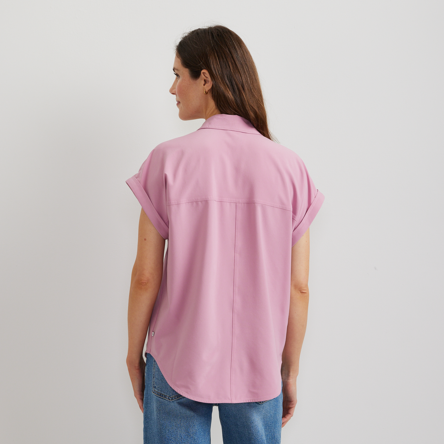Women's Departure Short-Sleeve Button-Down Shirt-Vintage Rose-Regular-F1
