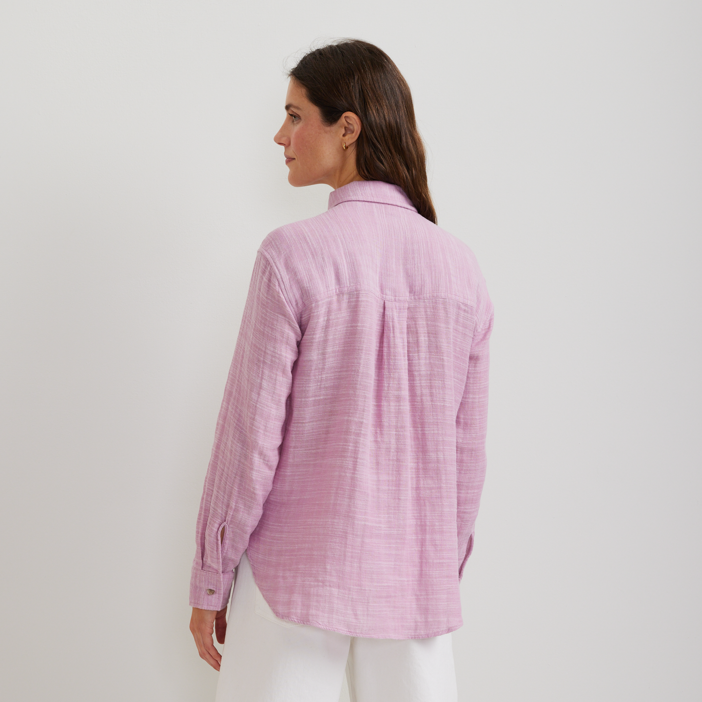 Women's Cotton Slub Long-Sleeve Shirt-Vintage Rose-Regular-F1