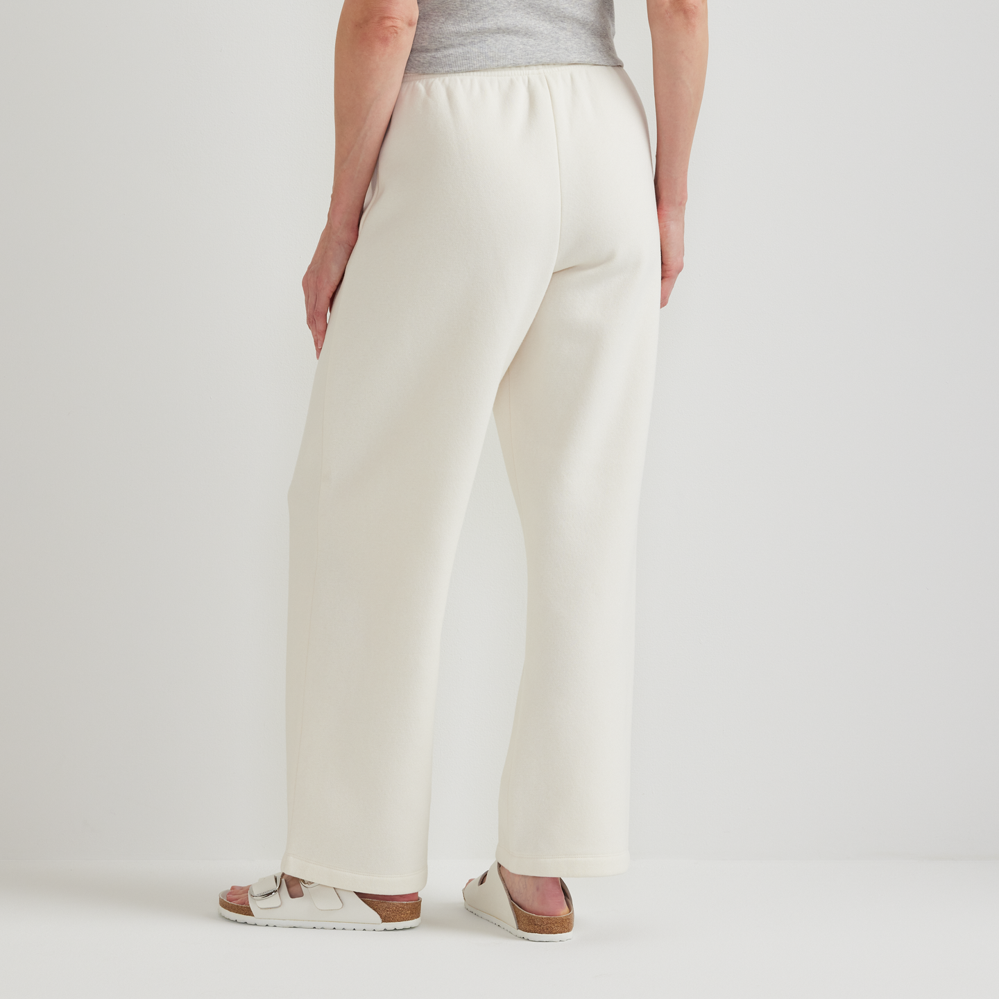 Women's Vintage Soft Relaxed Fit Wide Leg Sweatpants-Ivory-Regular-F1