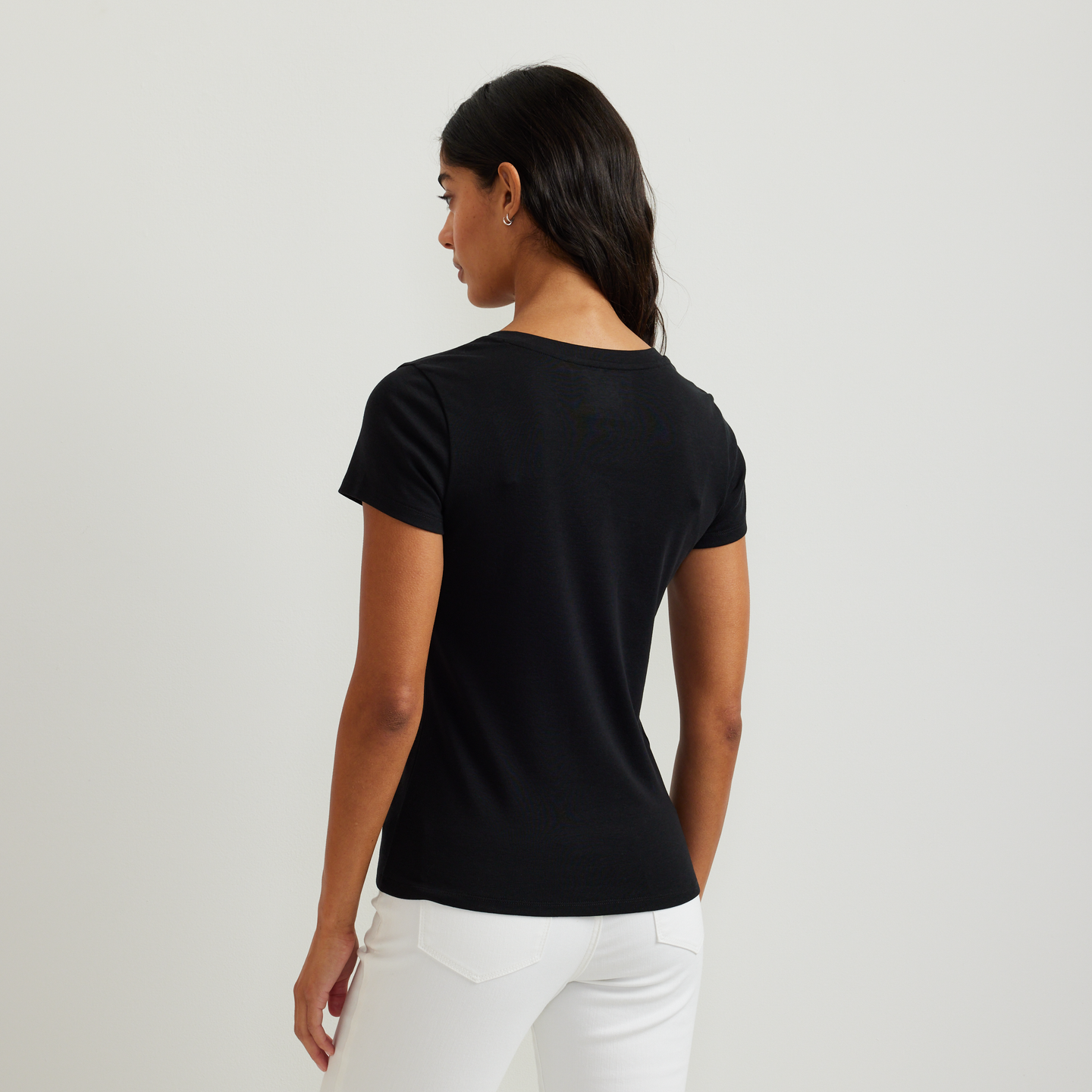 Women's Everyday Short-Sleeve V-Neck T-Shirt-Black-Regular-F1