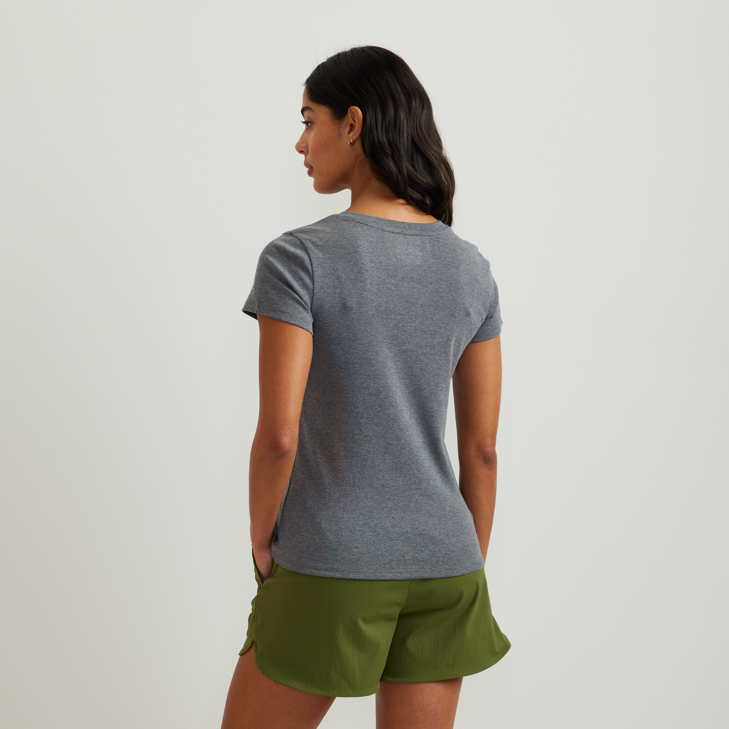 Women's Everyday Short-Sleeve V-Neck T-Shirt-Med Htr Gray-Regular-F1