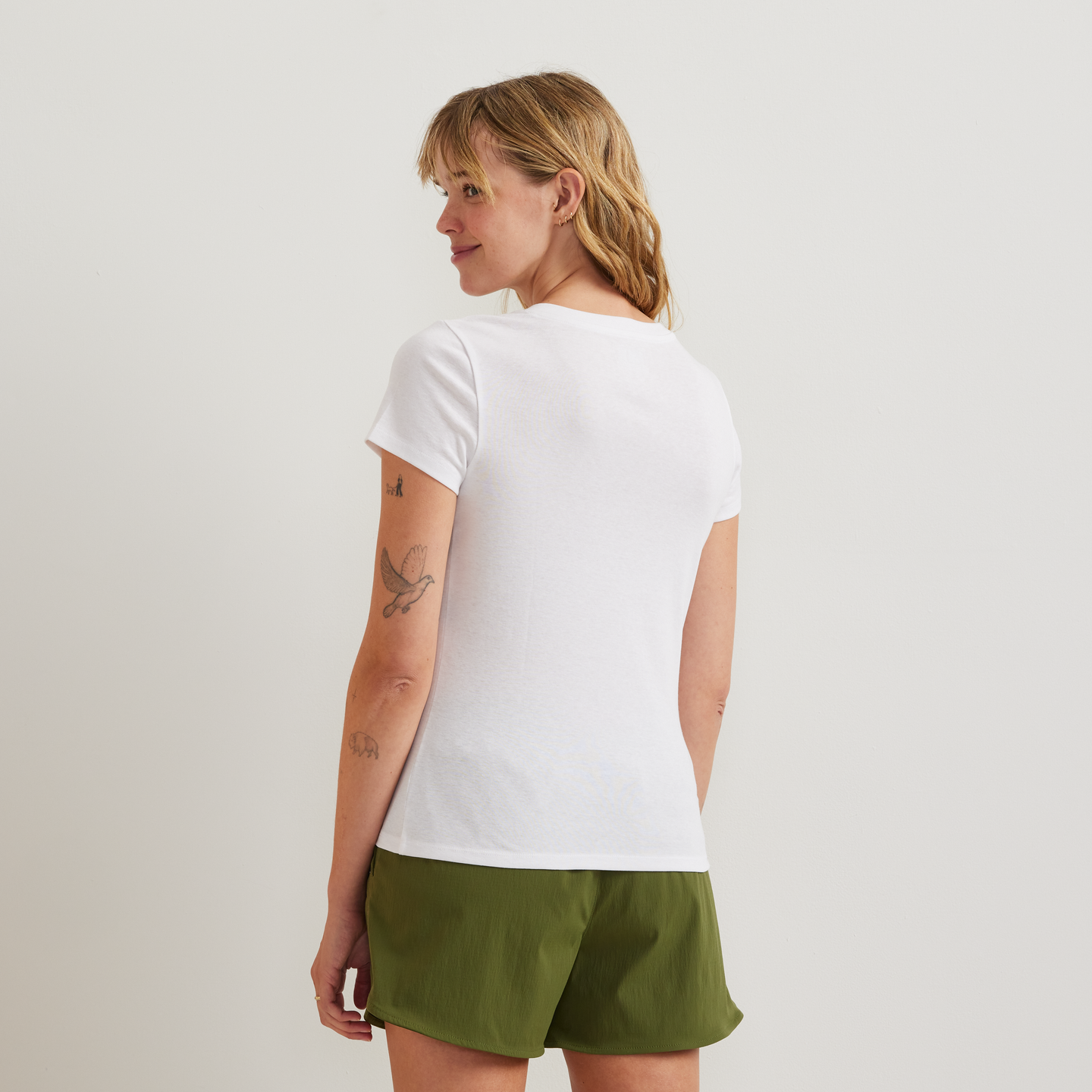 Women's Everyday Short-Sleeve V-Neck T-Shirt-White-Regular-F1