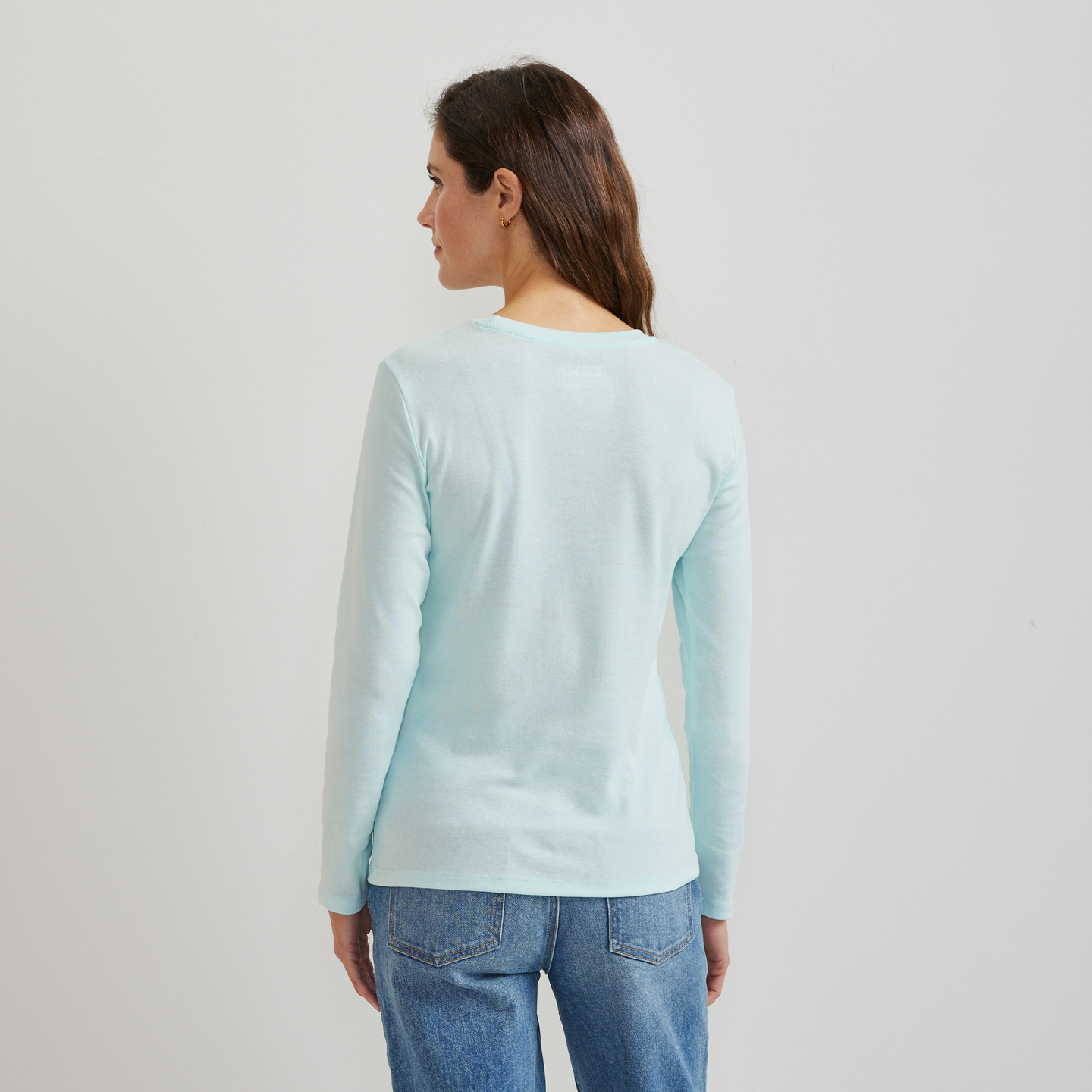 Women's Everyday Long-Sleeve Crewneck T-Shirt-LT AQUA-Regular-F1