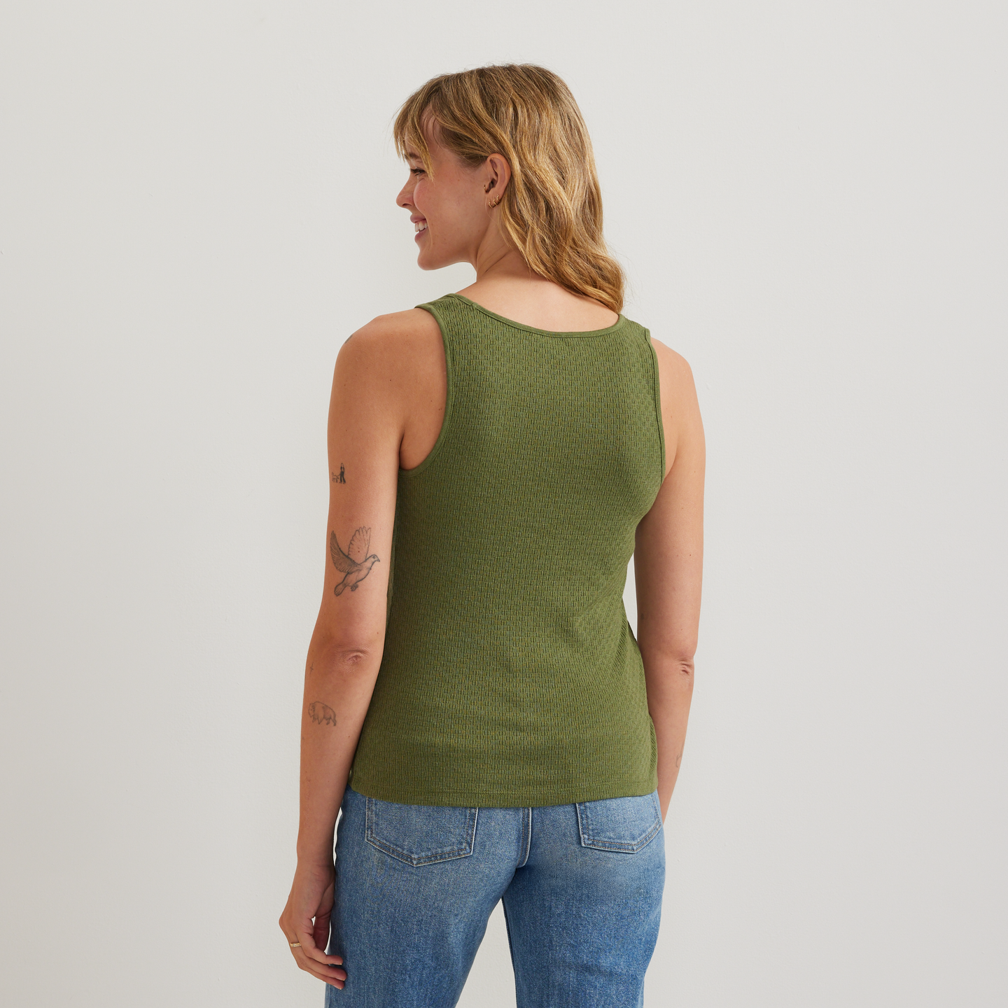 Women's Pointelle Dobby Tank-Palm-Regular-F1
