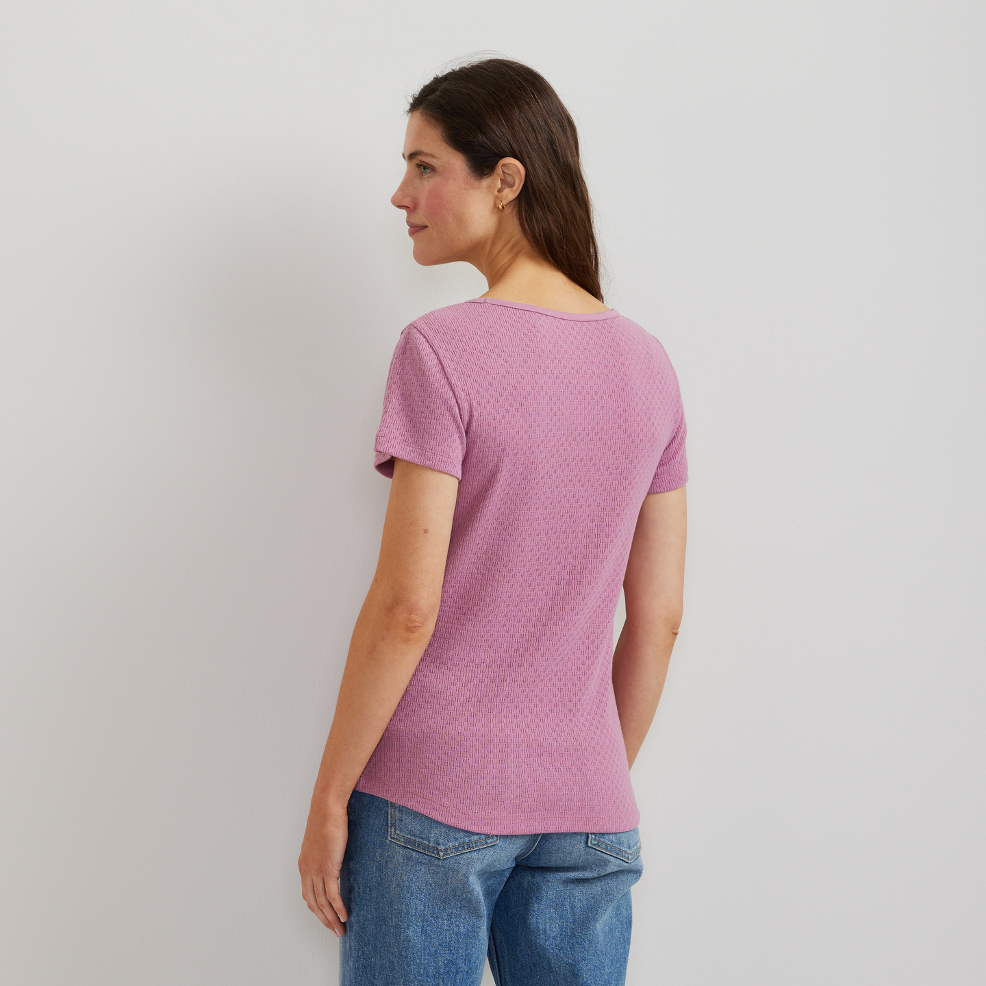 Women's Pointelle Dobby Shirt-Vintage Rose-Regular-F1