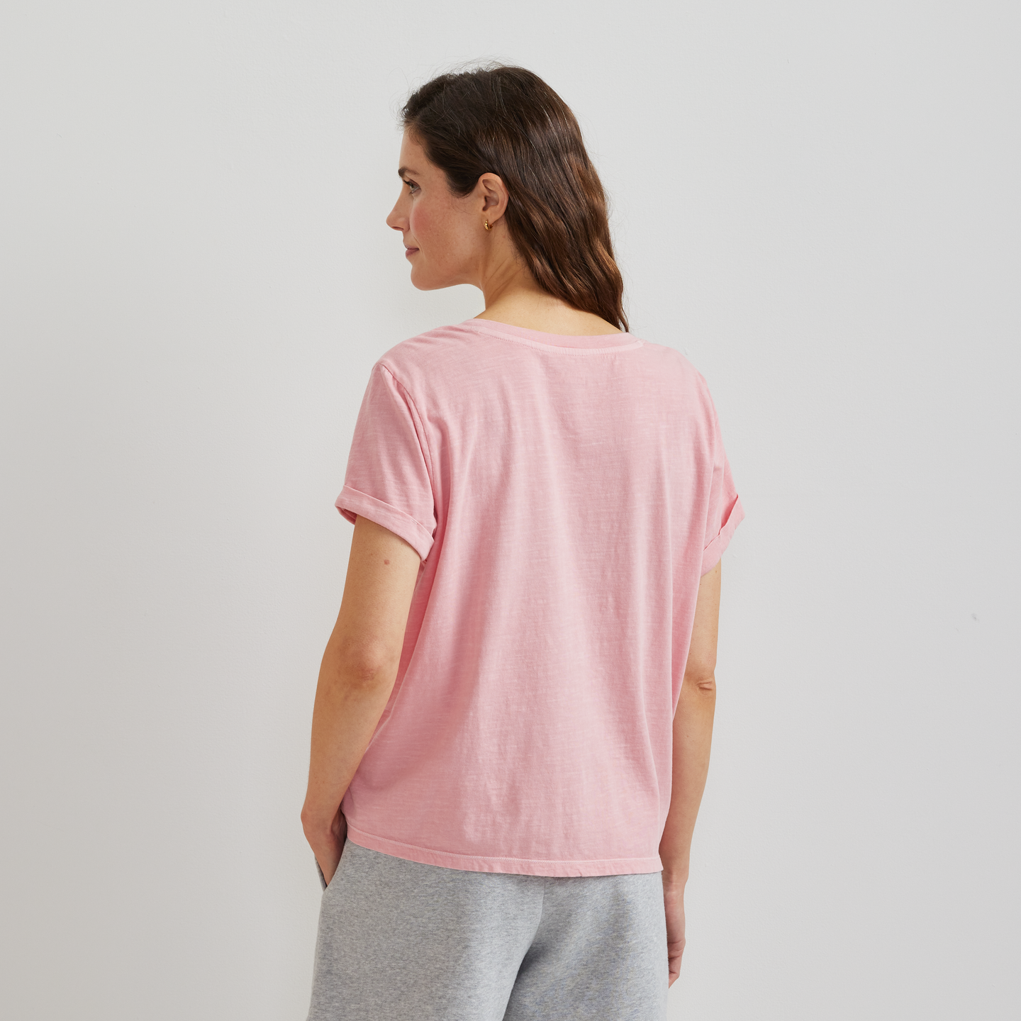 Women's Sunwashed V-Neck T-Shirt-Lt Berry-Regular-F1