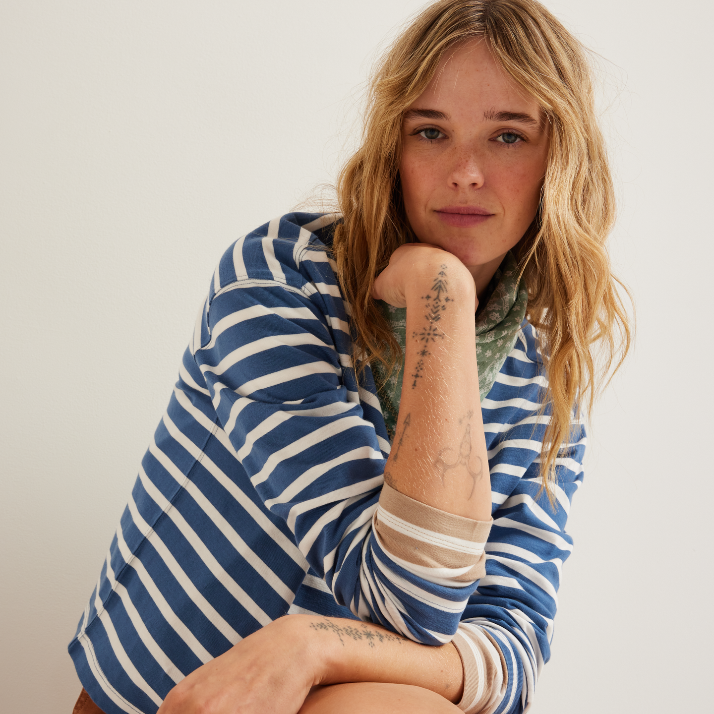 Women's Sailor Bateau Neck T-Shirt-Tile Blue-Regular-T1