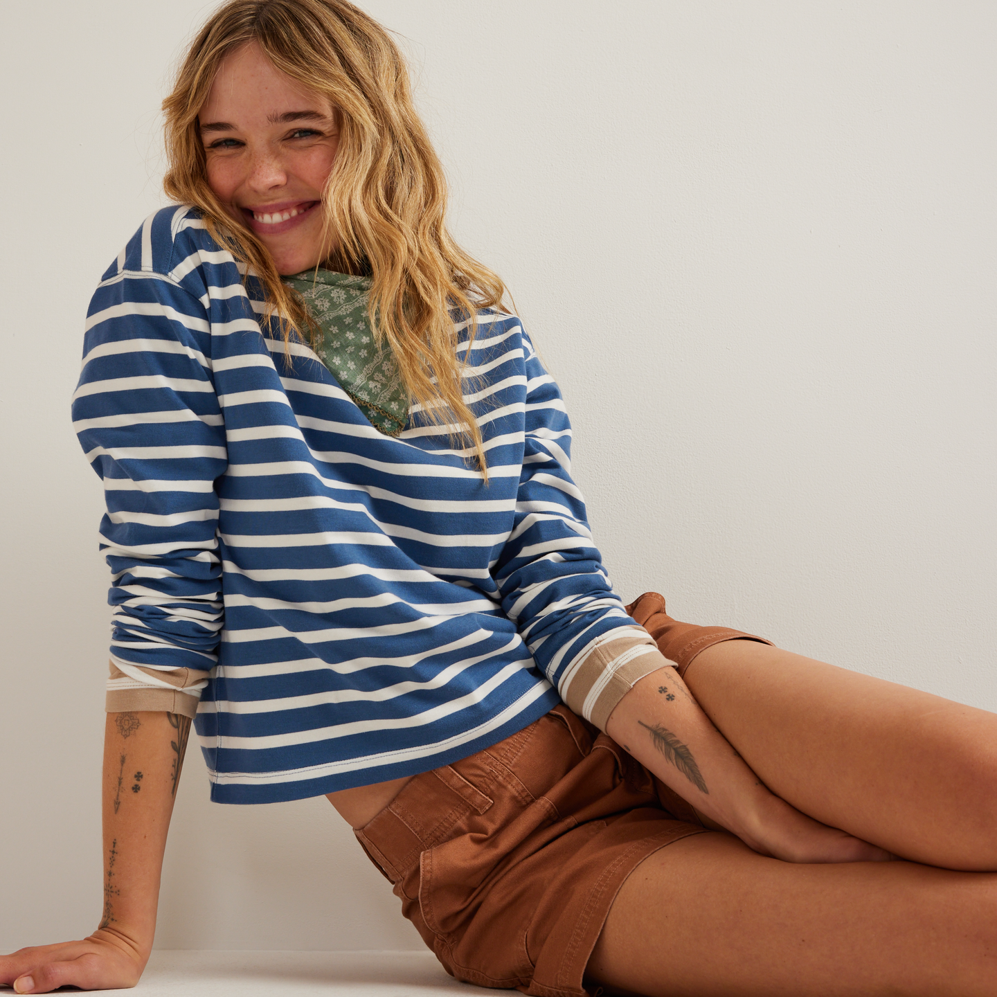 Women's Sailor Bateau Neck T-Shirt-Tile Blue-Regular-T7