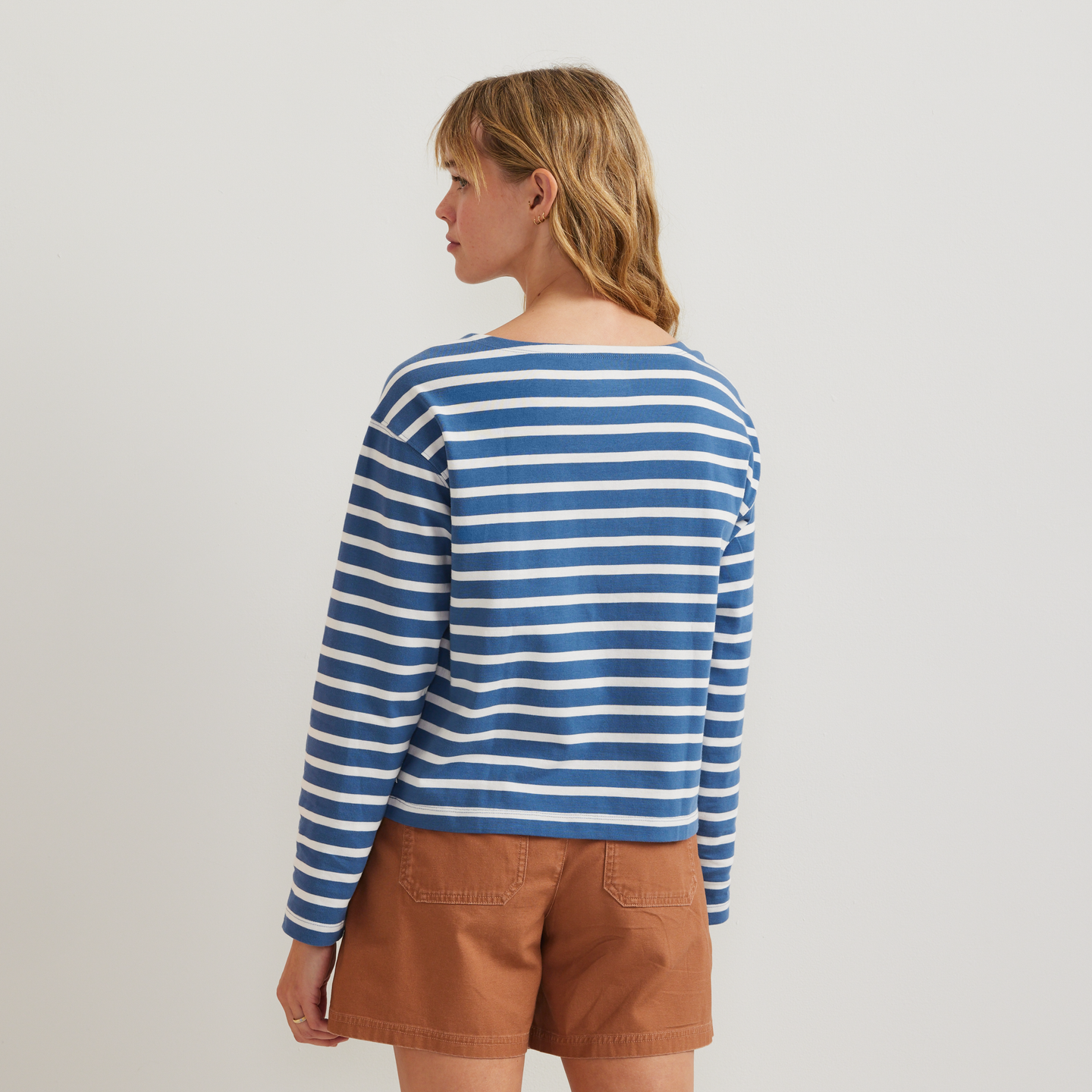 Women's Sailor Bateau Neck T-Shirt-Tile Blue-Regular-F2