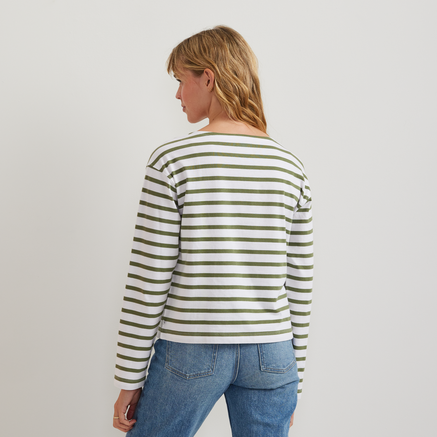 Women's Sailor Bateau Neck T-Shirt-Palm-Regular-F1