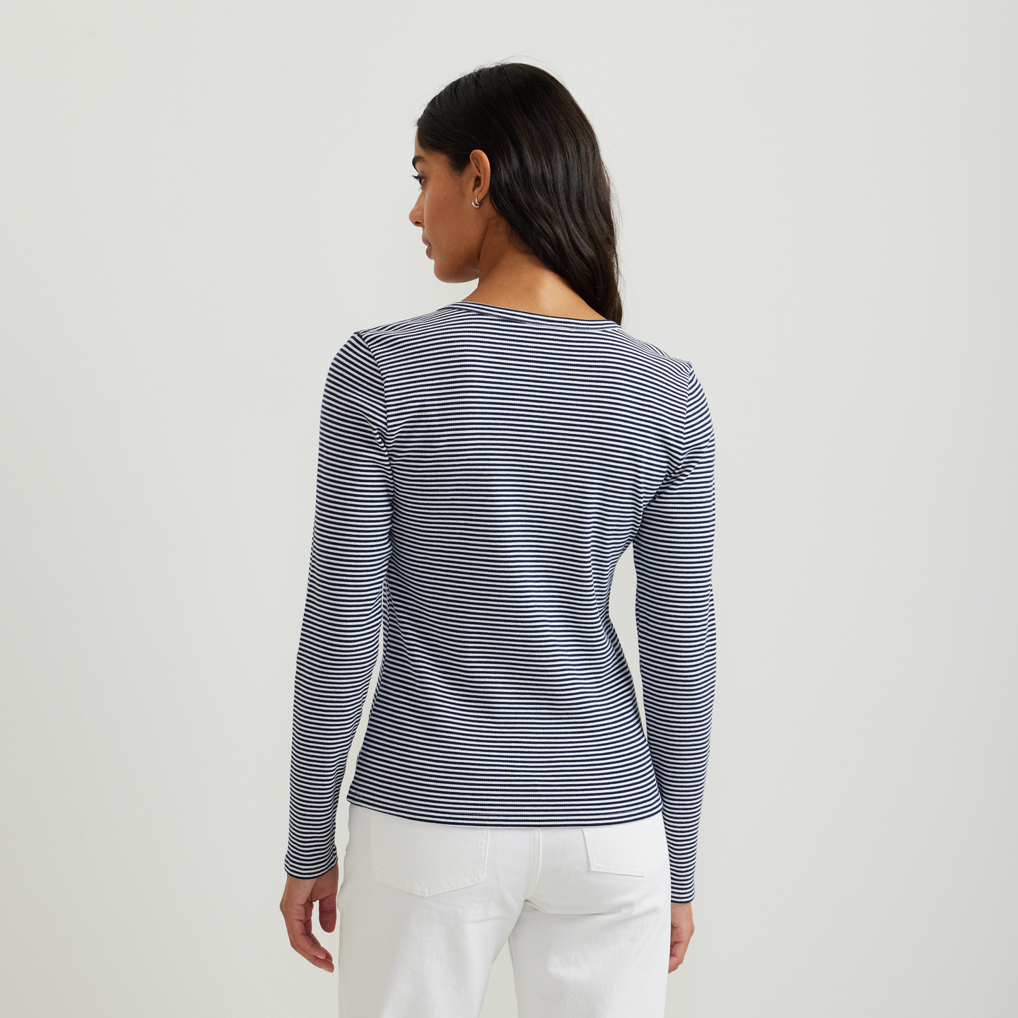 Women's Long-Sleeve Ribbed Henley T-Shirt - Stripe-Brook-Regular-F1
