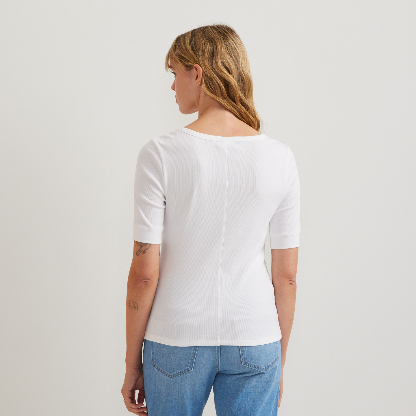 Women's Softline Short-Sleeve Ribbed Henley-White-Regular-F1
