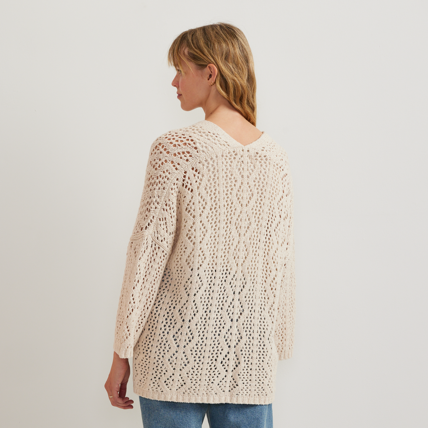 Women's Long Open Front Cardigan-Htr Oatmeal-Regular-F1