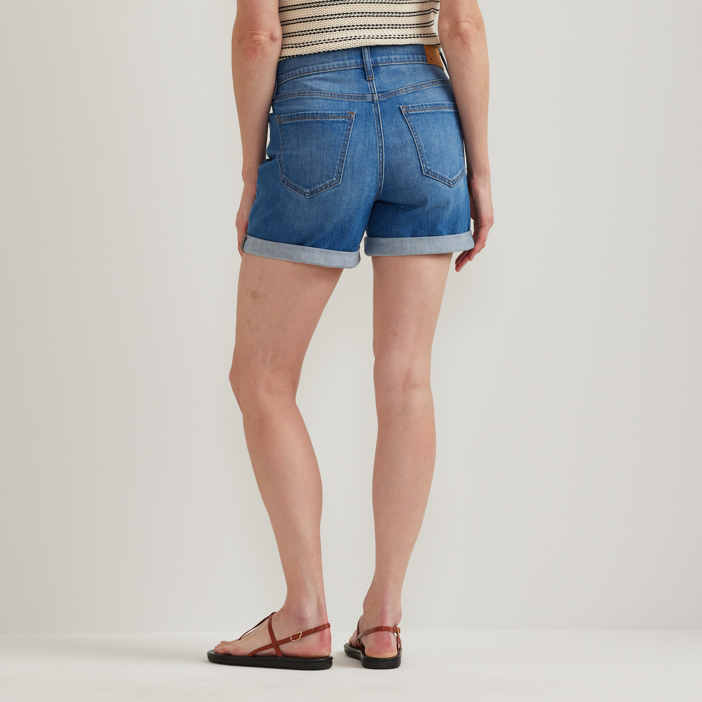 Women's Boyfriend Denim Shorts-Washed Indigo-Regular-F1