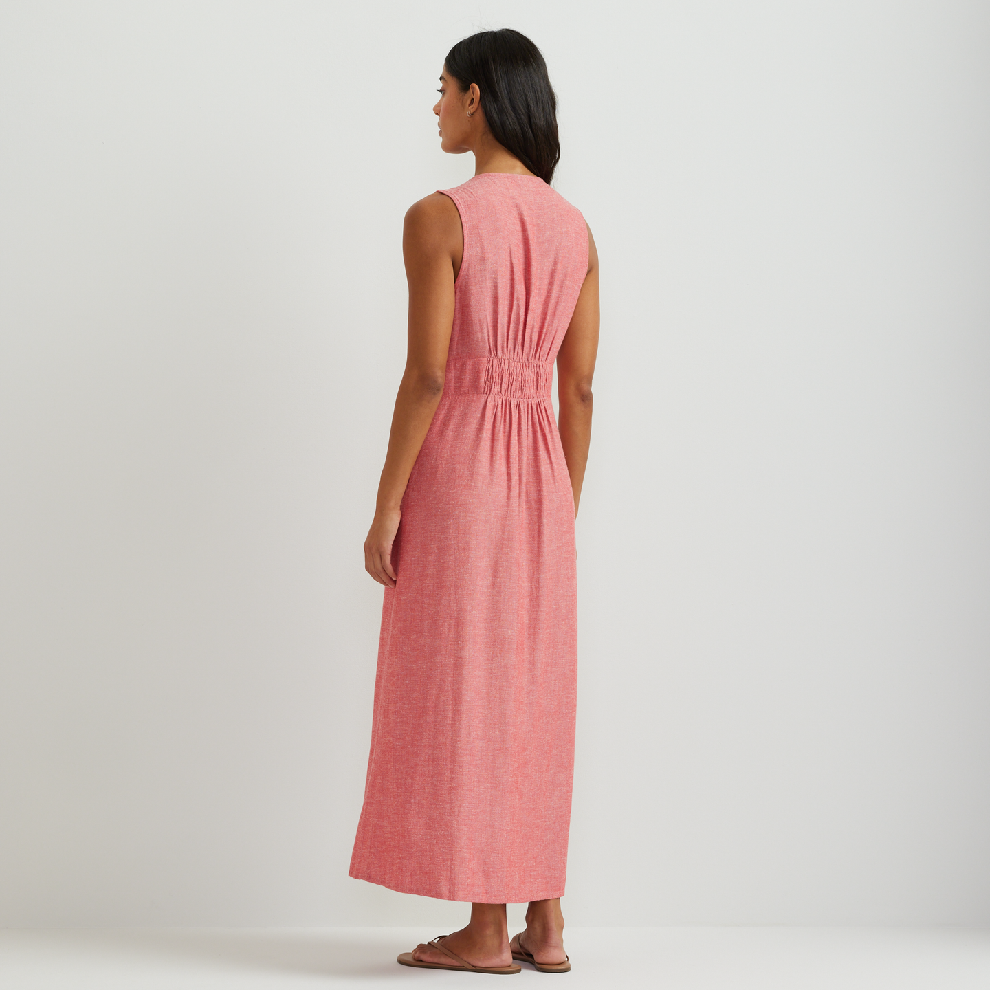 Women's Button Front Sl Midi Dress-Rhubarb-Regular-F1