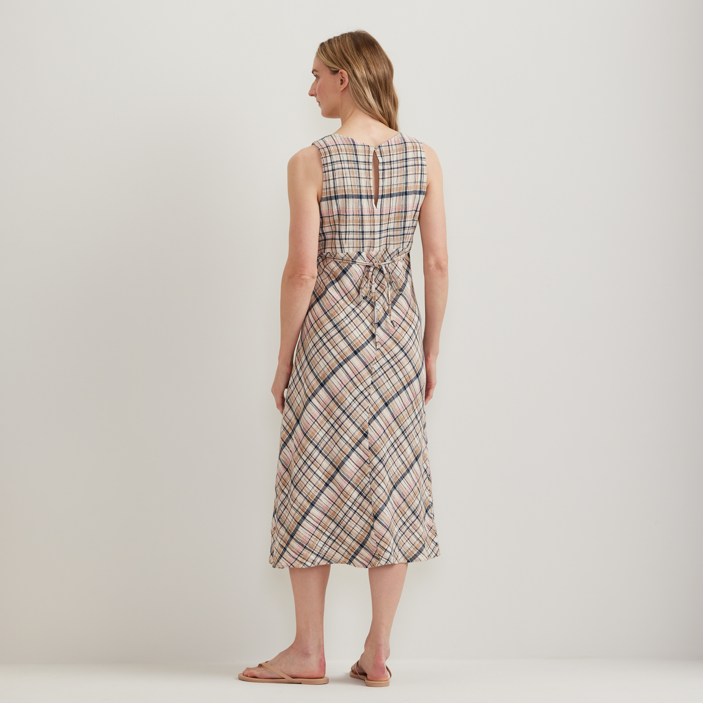 Women's Sl Crinkle Midi Dress-Ivory-Regular-F1