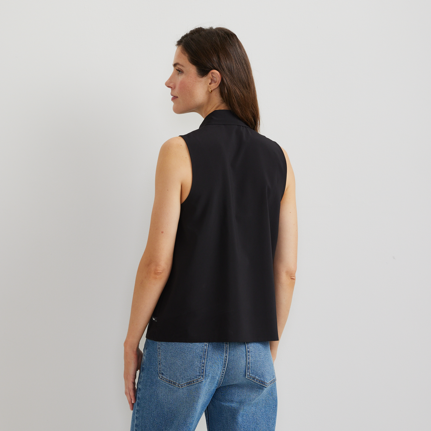 Women's Departure Collared Sl Tank-Black-Regular-F1
