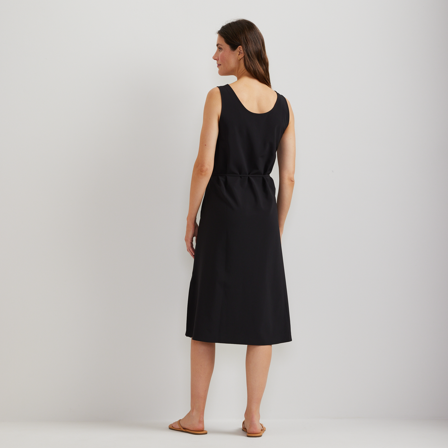Women's Departure Tie Front Midi Dress-Black-Regular-T1