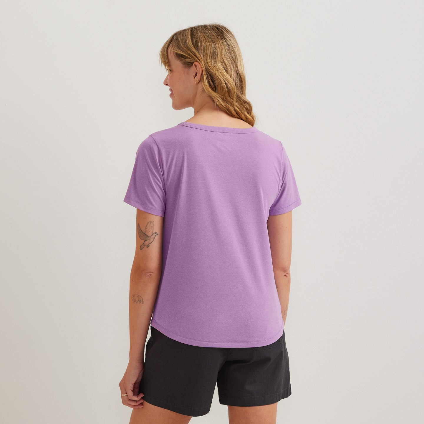 Women's Trek Light Hike Short-Sleeve V-Neck T-Shirt-Hydrgea-Regular-F1