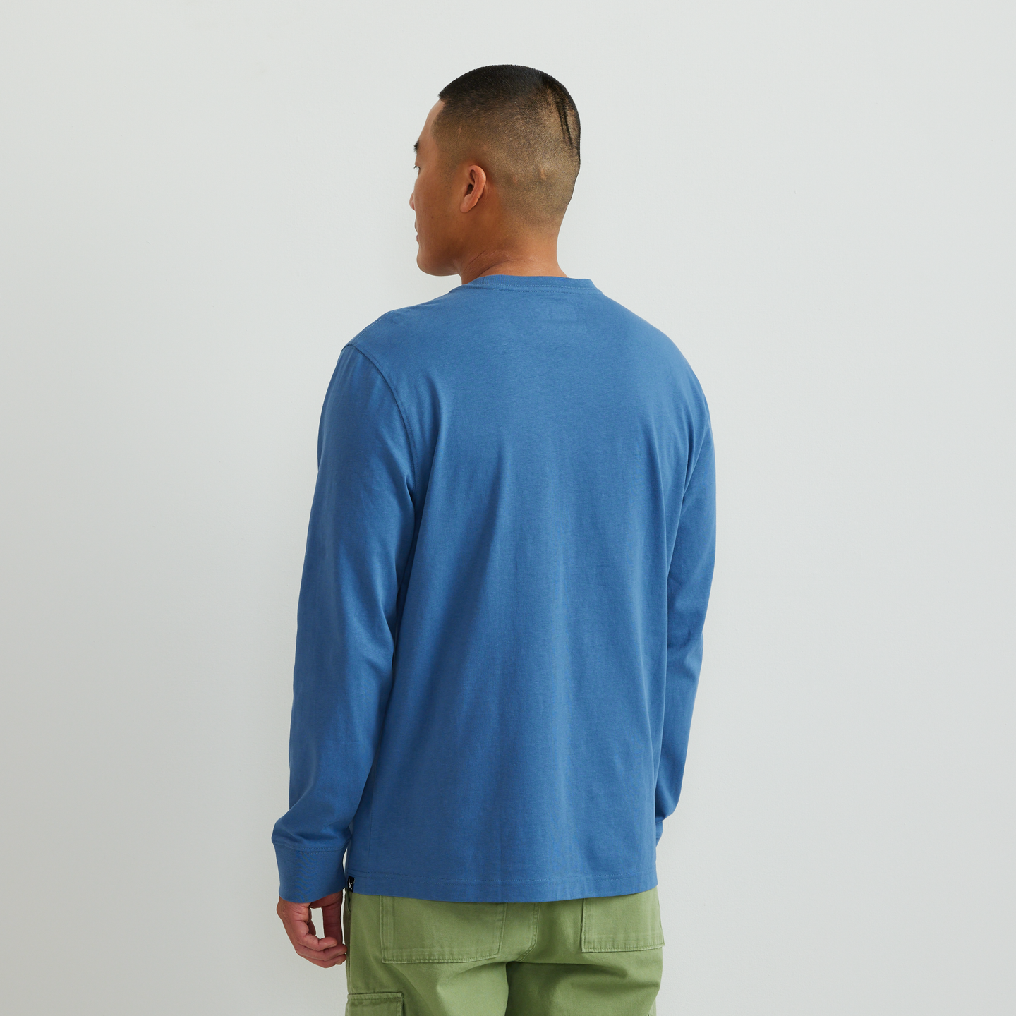 Men's Legend Wash 100% Cotton Long-Sleeve Classic T-Shirt-Tile Blue-Regular-F1