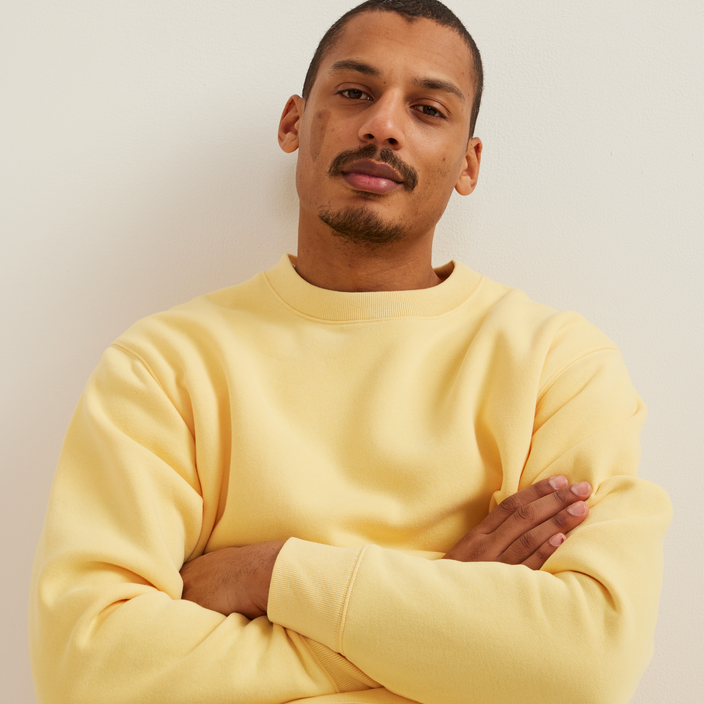 Men's Vintage Soft Crew Sweatshirt-Yellow-Regular-Q2