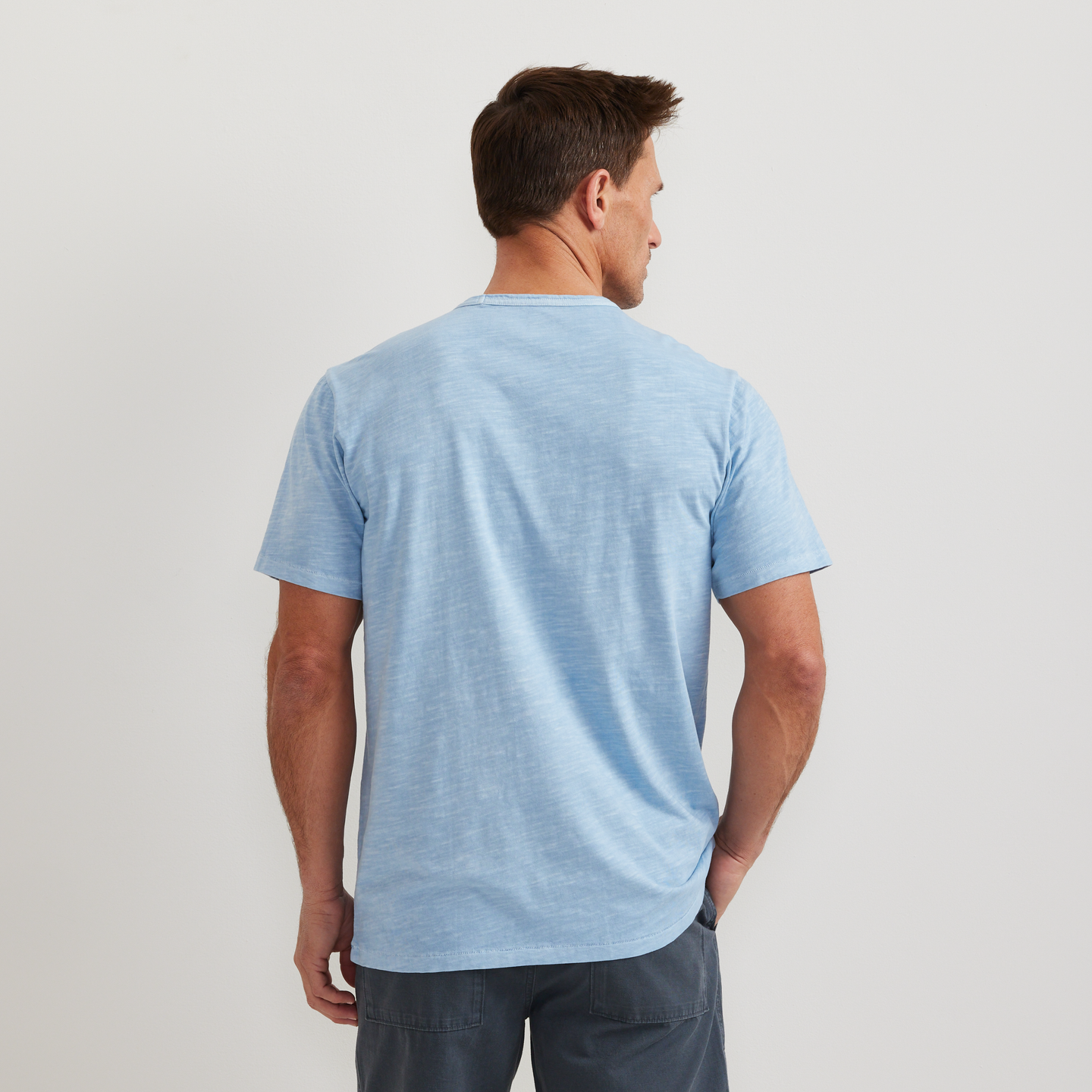 Men's Sunwashed Cotton T-Shirt-Slate Blue-Regular-F1
