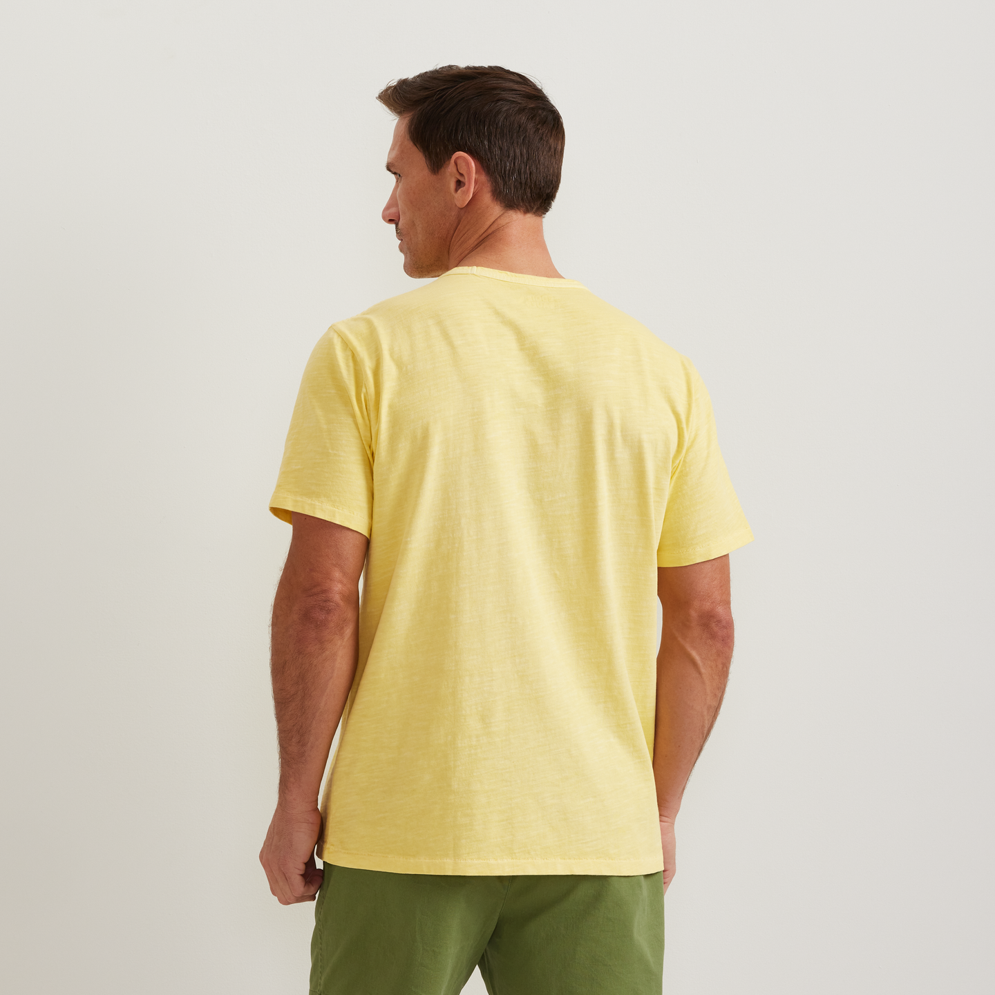 Men's Sunwashed Cotton T-Shirt-Yellow-Regular-F1