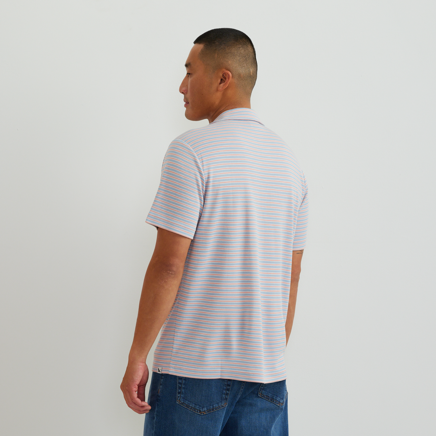 Men's SS Journey Modal Polo Stripe-Tangelo-Regular-F1