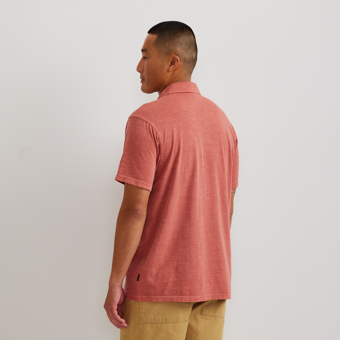 Men's Sunwashed Cotton Pocket Polo-Mineral Red-Regular-F1