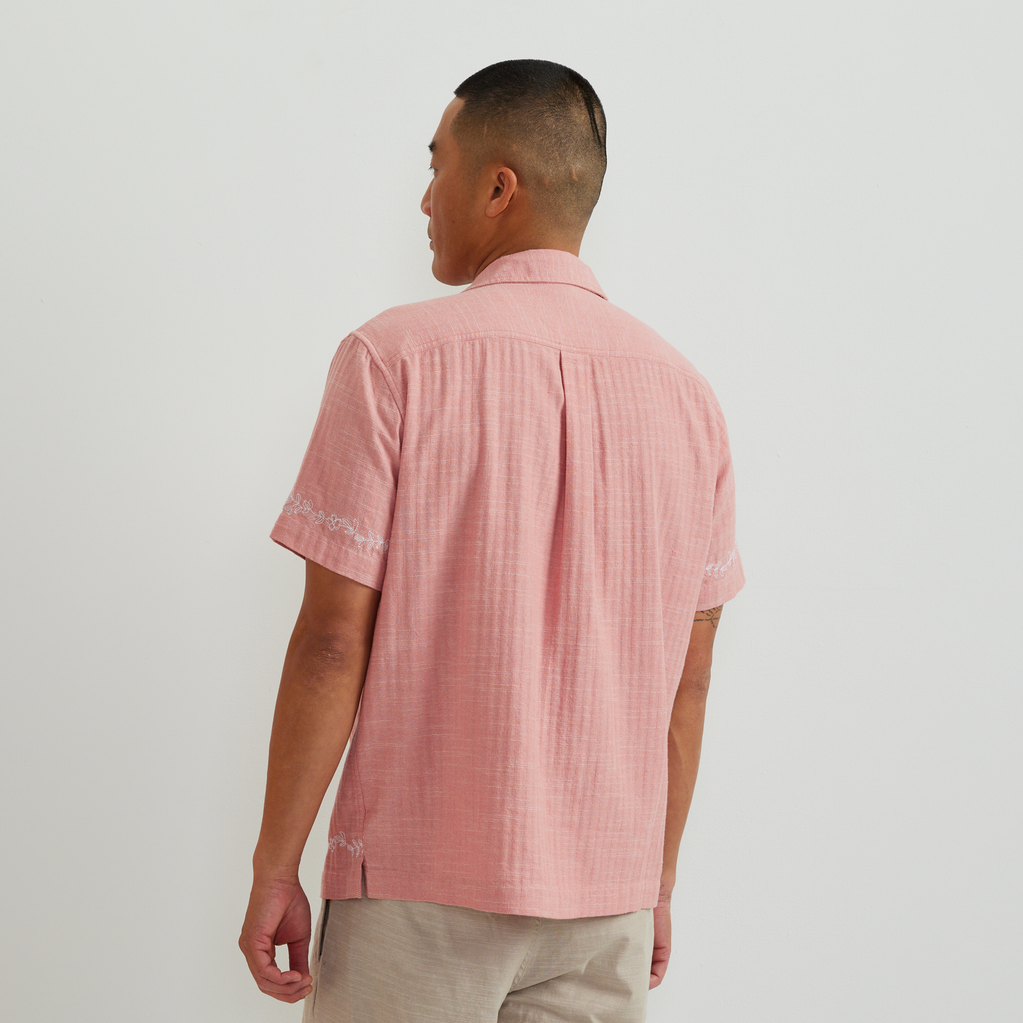Men's SS Linen Like Shirt-Dusty Rose-Regular-F1